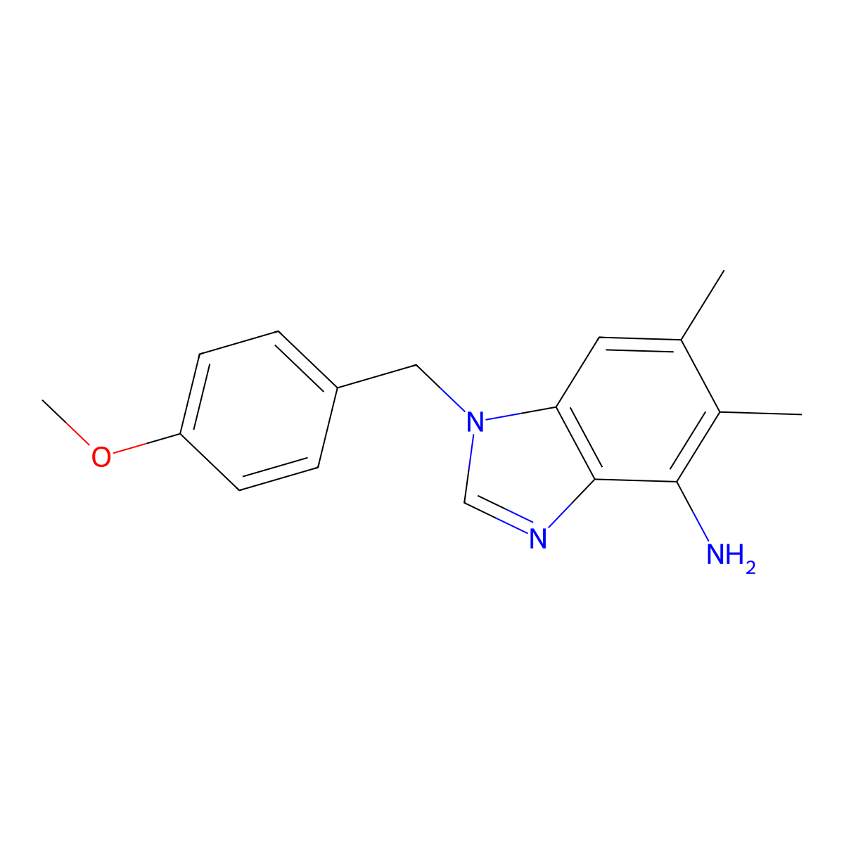 1-(4-methoxybenzyl)-5,6-dimethyl-1H-1,3-benzimidazol-4-amine molecular structure, CAS 338423-66-8