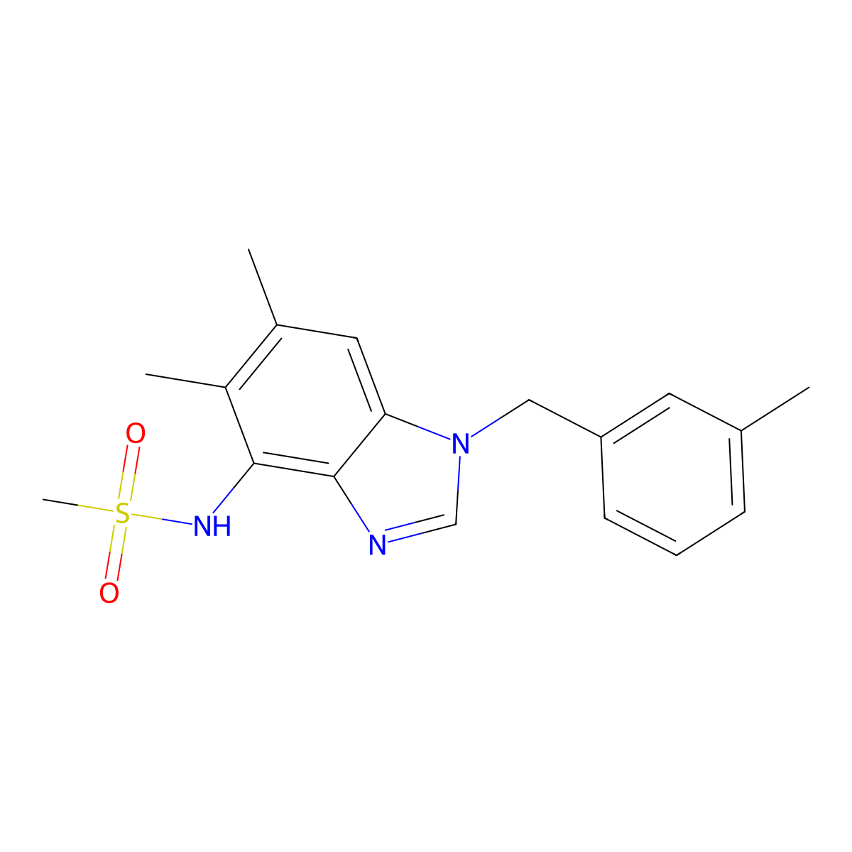 N-[5,6-dimethyl-1-(3-methylbenzyl)-1H-1,3-benzimidazol-4-yl]methanesulfonamide molecular structure, CAS 338423-67-9