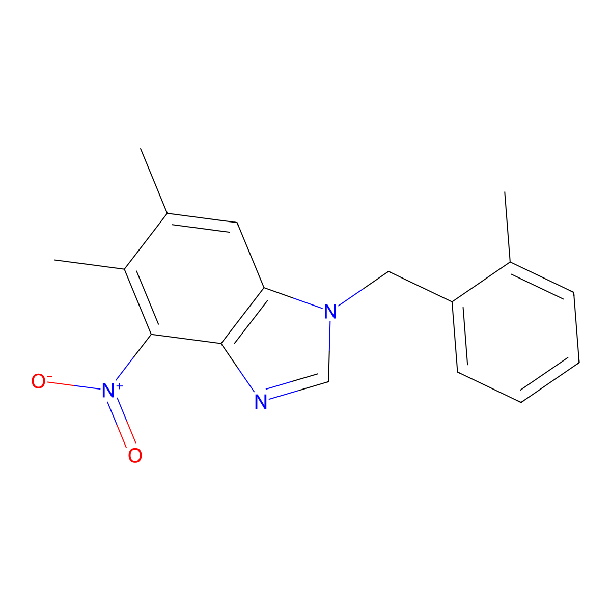 5,6-dimethyl-1-(2-methylbenzyl)-4-nitro-1H-1,3-benzimidazole molecular structure, CAS 338423-69-1