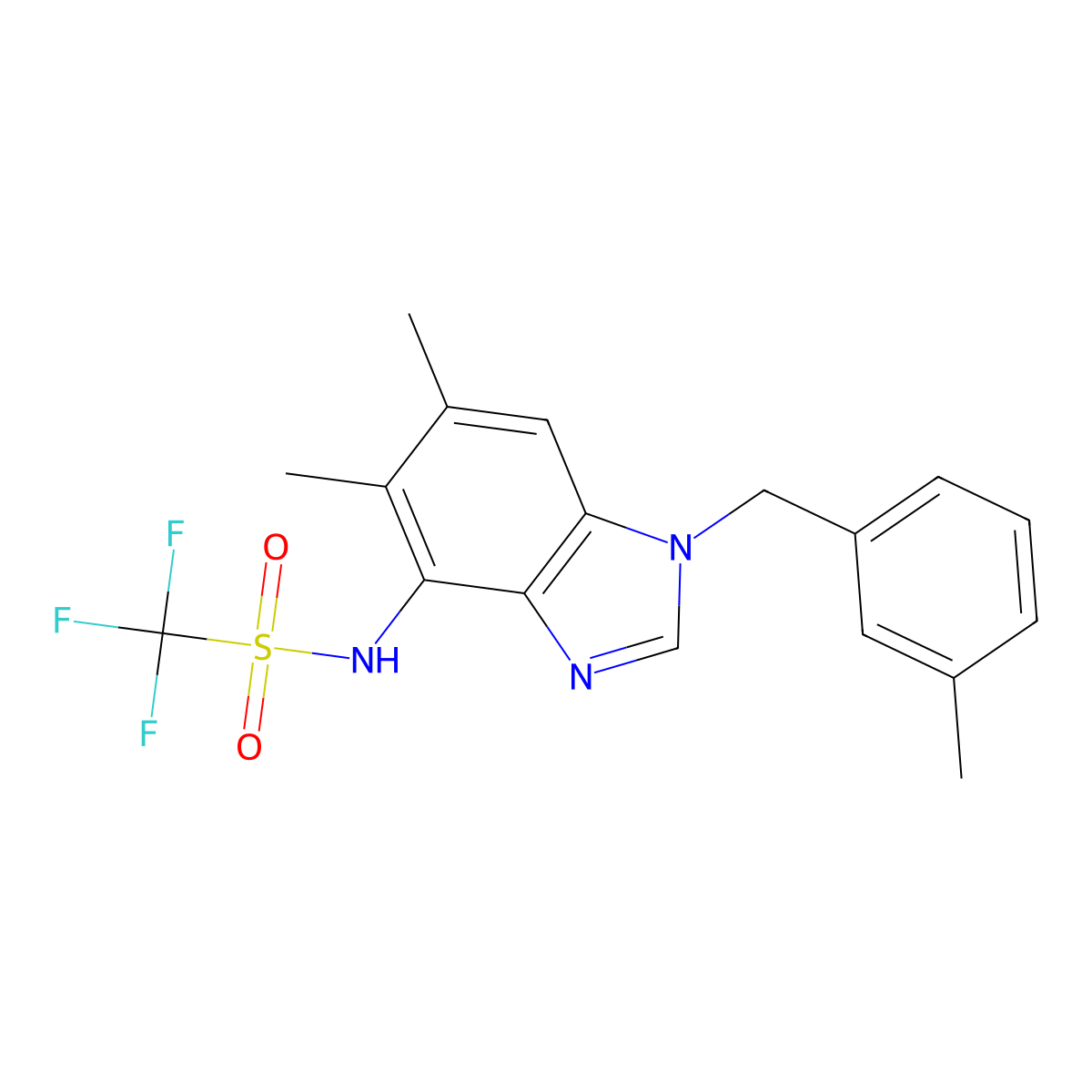 N-[5,6-dimethyl-1-(3-methylbenzyl)-1H-1,3-benzimidazol-4-yl](trifluoro)methanesulfonamide molecular structure, CAS 338423-71-5