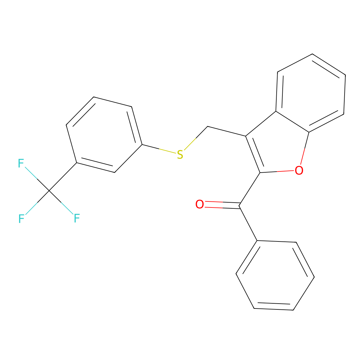 Phenyl[3-({[3-(trifluoromethyl)phenyl]sulfanyl}methyl)-1-benzofuran-2-yl]methanone molecular structure, CAS 338423-80-6