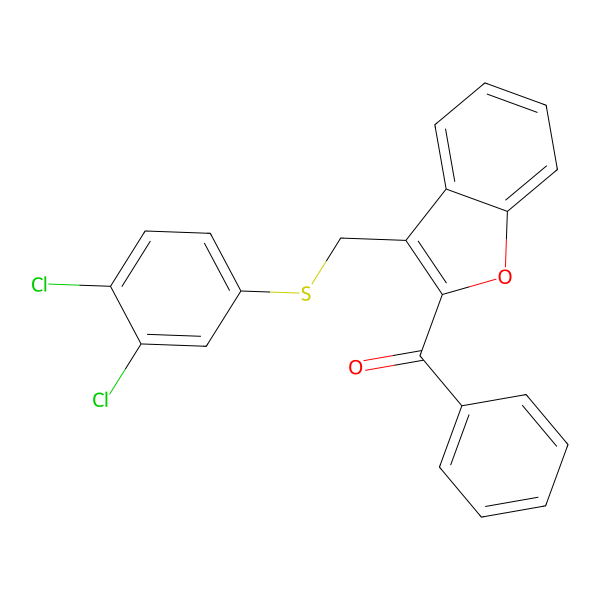 (3-{[(3,4-Dichlorophenyl)sulfanyl]methyl}-1-benzofuran-2-yl)(phenyl)methanone molecular structure, CAS 338423-81-7
