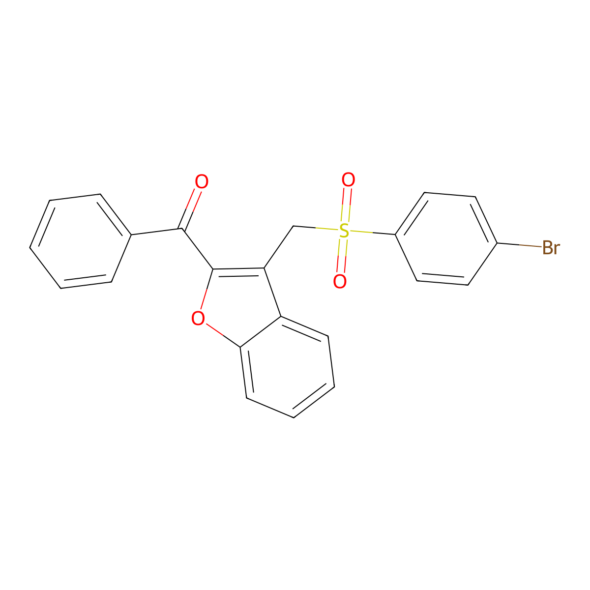 (3-{[(4-Bromophenyl)sulfonyl]methyl}-1-benzofuran-2-yl)(phenyl)methanone molecular structure, CAS 338423-86-2