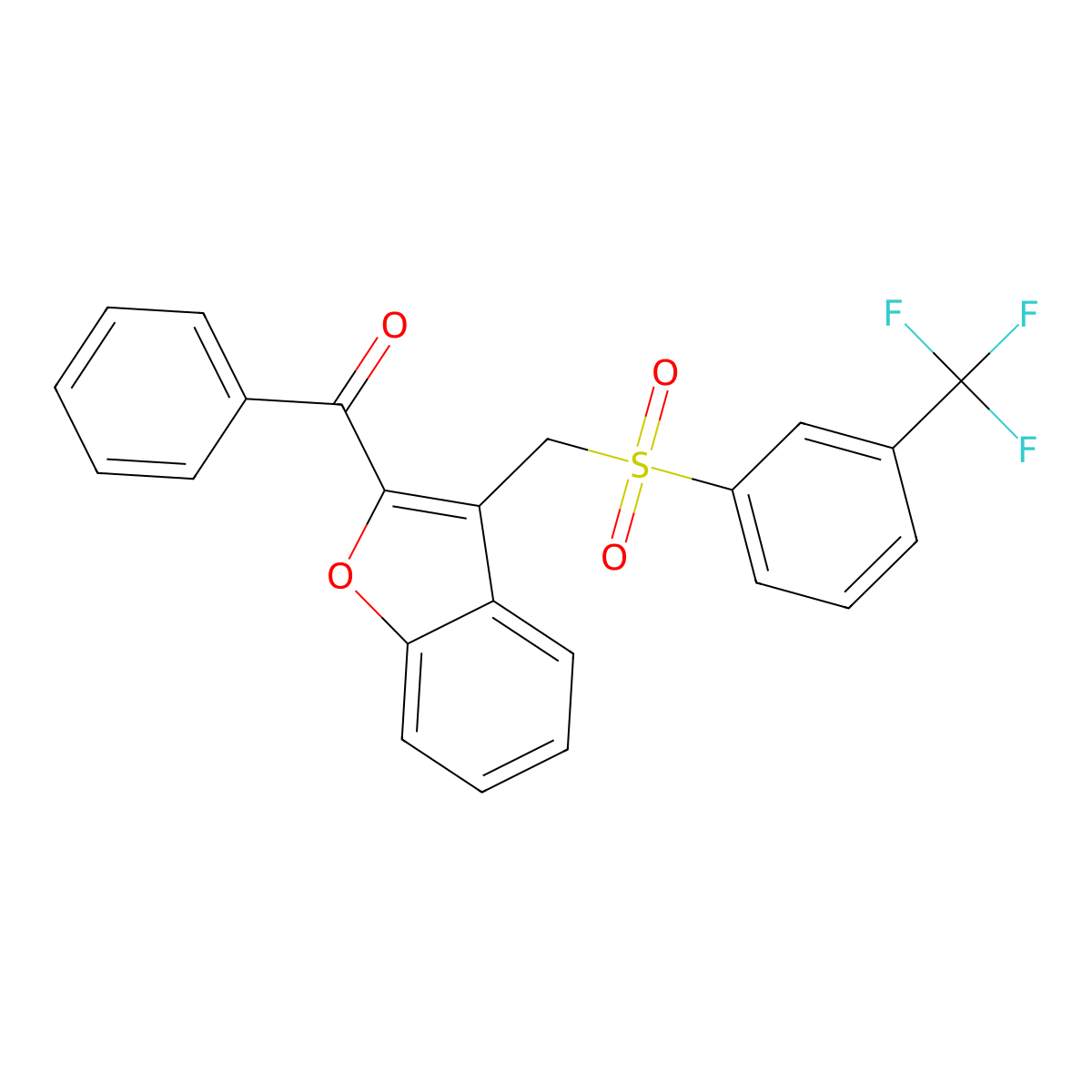 Phenyl[3-({[3-(trifluoromethyl)phenyl]sulfonyl}methyl)-1-benzofuran-2-yl]methanone molecular structure, CAS 338423-88-4