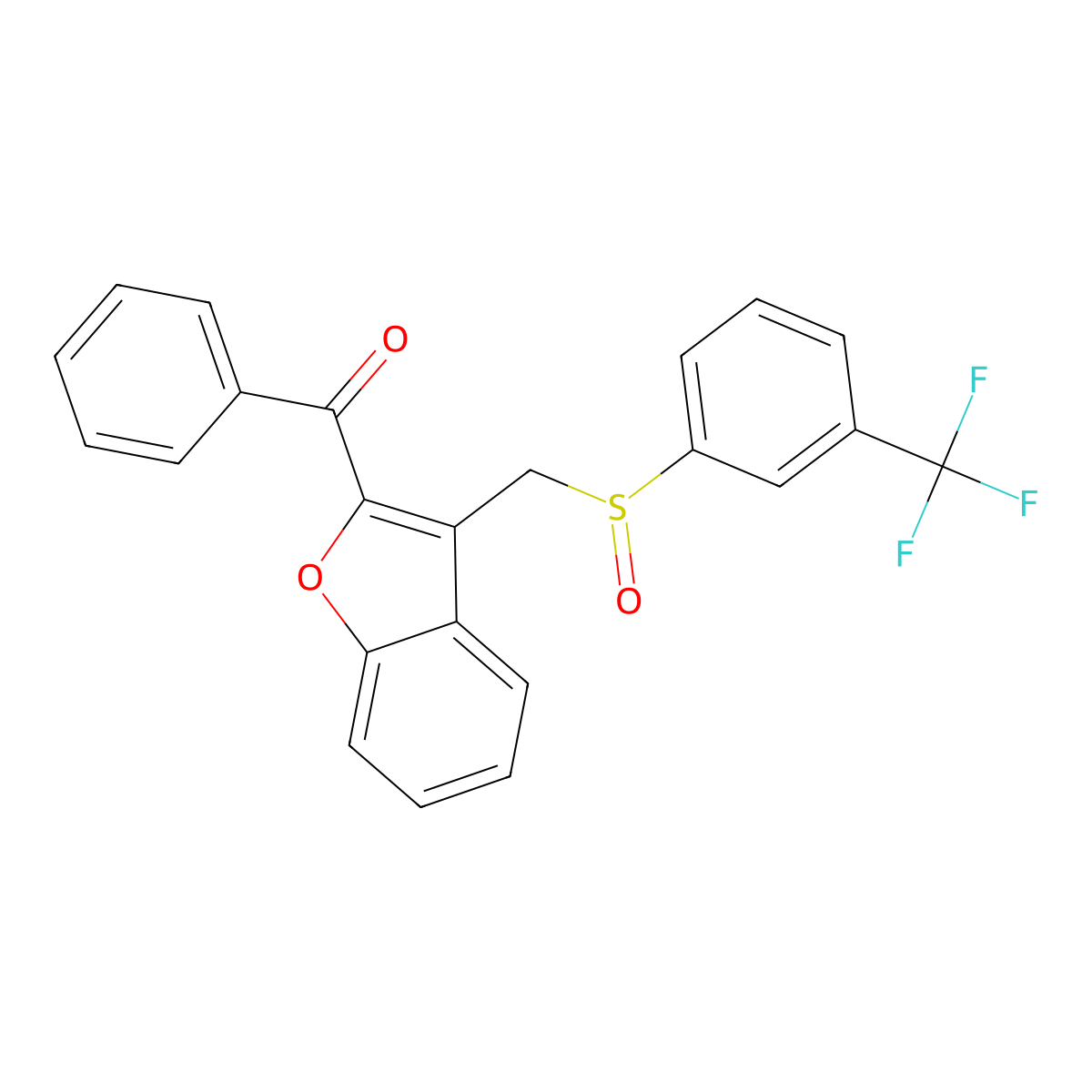 Phenyl[3-({[3-(trifluoromethyl)phenyl]sulfinyl}methyl)-1-benzofuran-2-yl]methanone molecular structure, CAS 338423-91-9