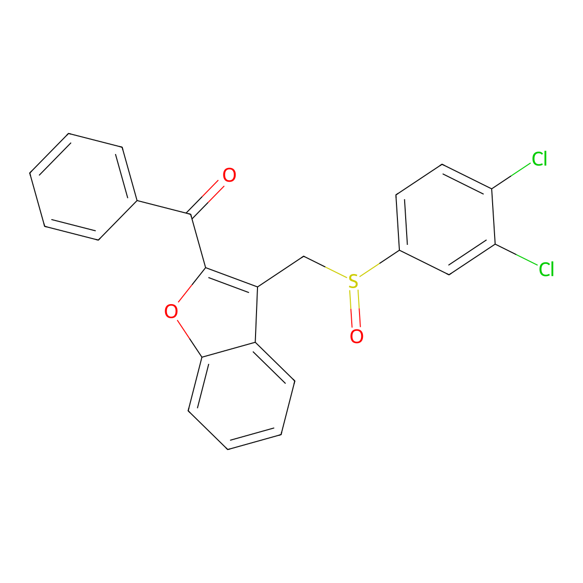 (3-{[(3,4-Dichlorophenyl)sulfinyl]methyl}-1-benzofuran-2-yl)(phenyl)methanone molecular structure, CAS 338423-92-0