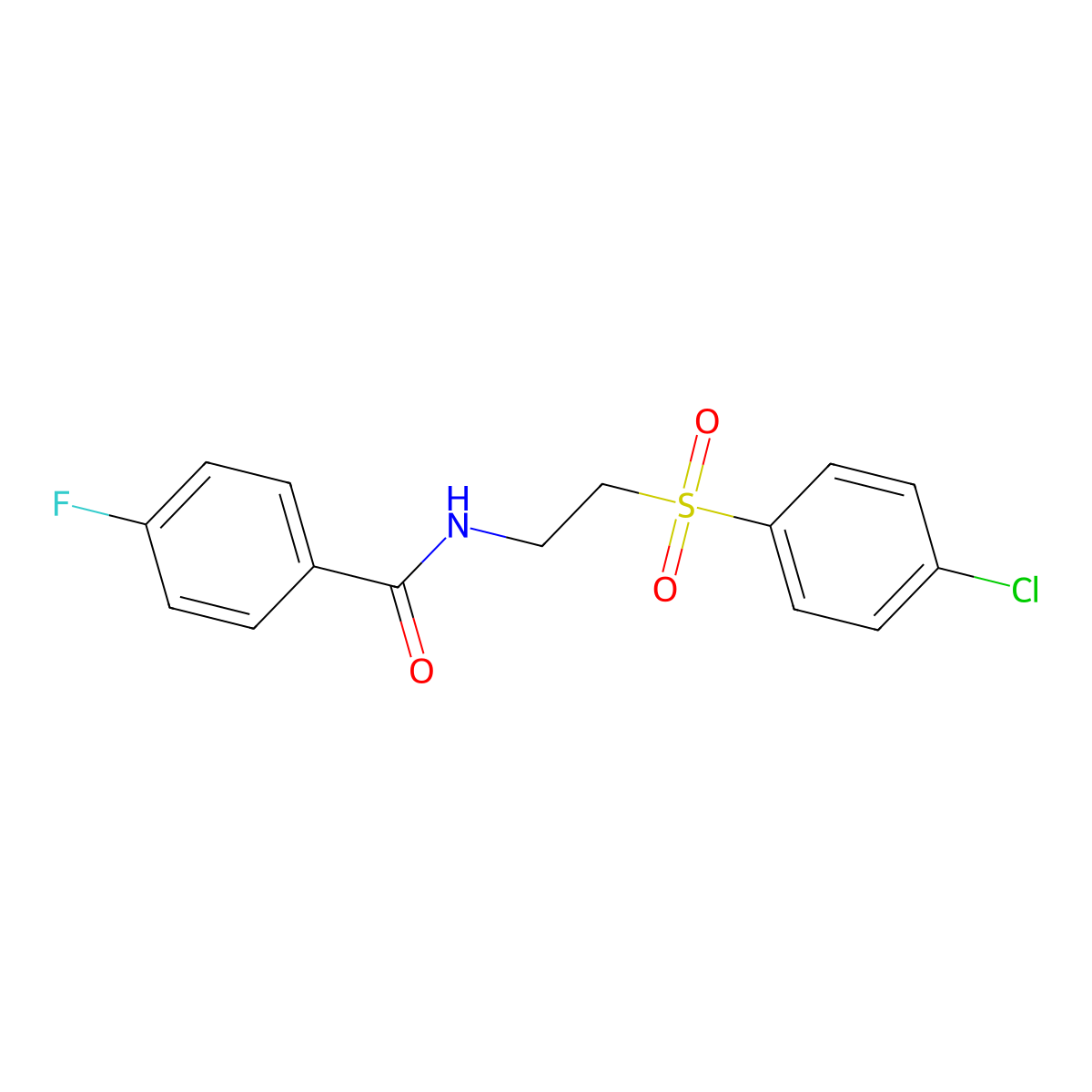 N-(2-((4-Chlorophenyl)sulfonyl)ethyl)-4-fluorobenzenecarboxamide molecular structure, CAS 338423-94-2