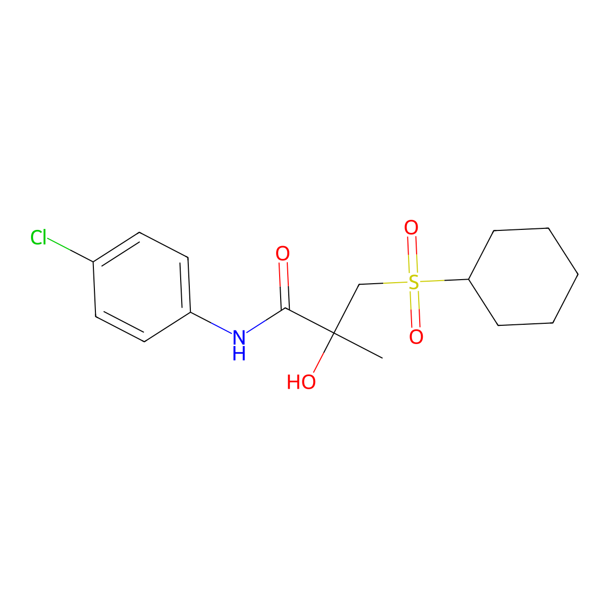 N-(4-chlorophenyl)-3-(cyclohexylsulfonyl)-2-hydroxy-2-methylpropanamide molecular structure, CAS 338423-98-6