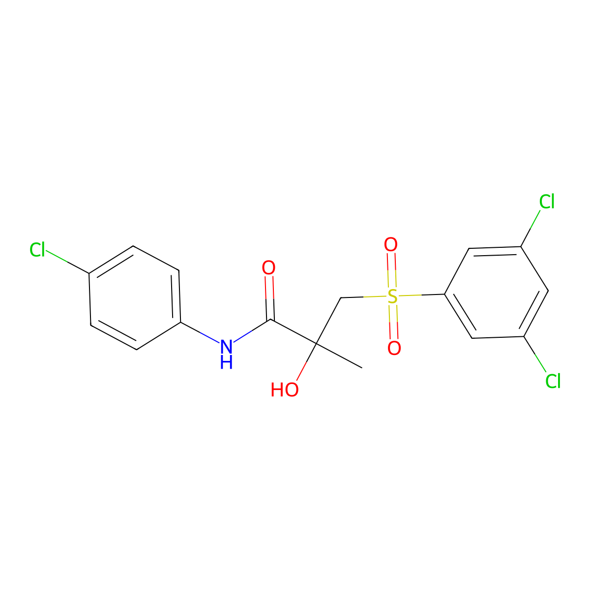 N-(4-chlorophenyl)-3-[(3,5-dichlorophenyl)sulfonyl]-2-hydroxy-2-methylpropanamide molecular structure, CAS 338424-10-5