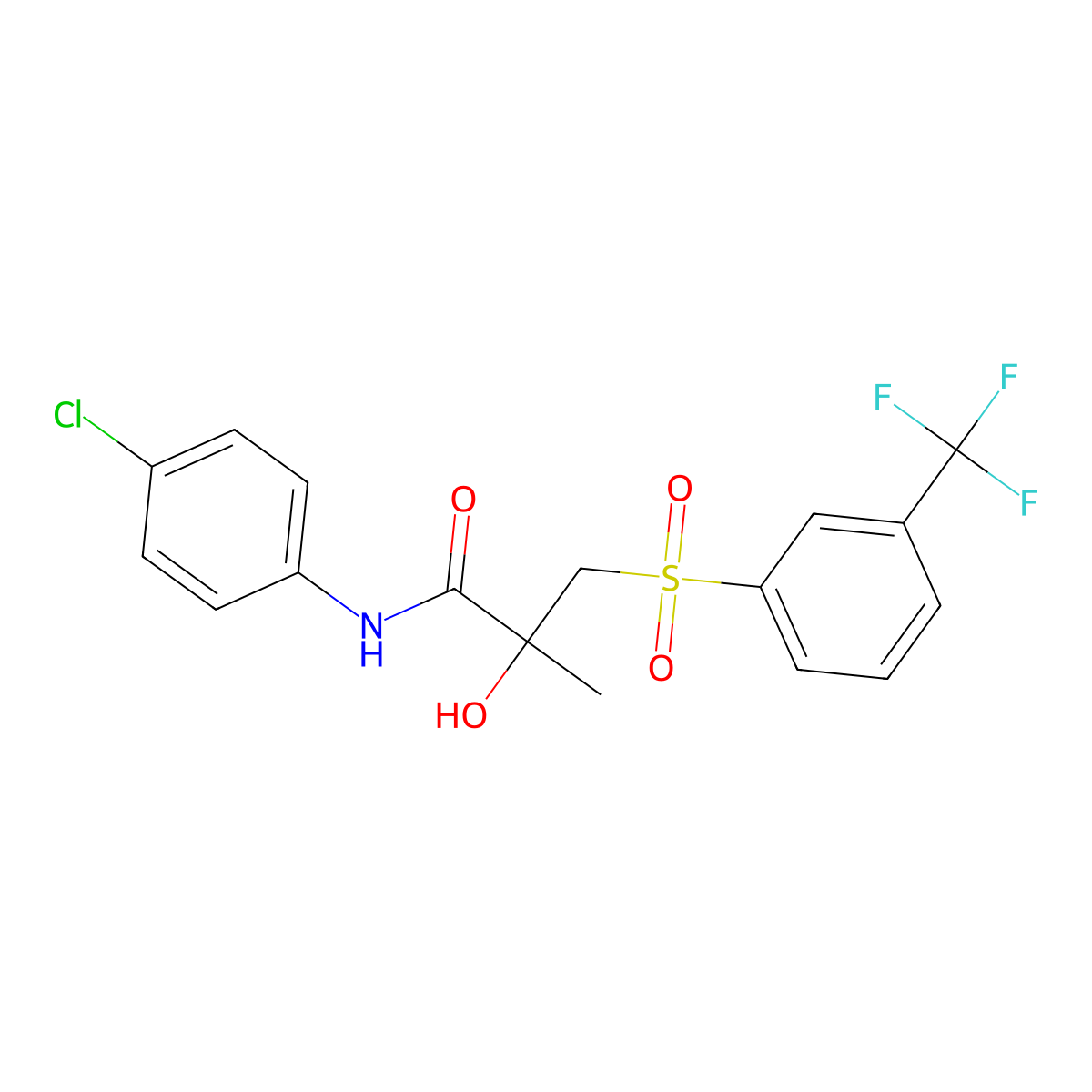 N-(4-chlorophenyl)-2-hydroxy-2-methyl-3-{[3-(trifluoromethyl)phenyl]sulfonyl}propanamide molecular structure, CAS 338424-16-1