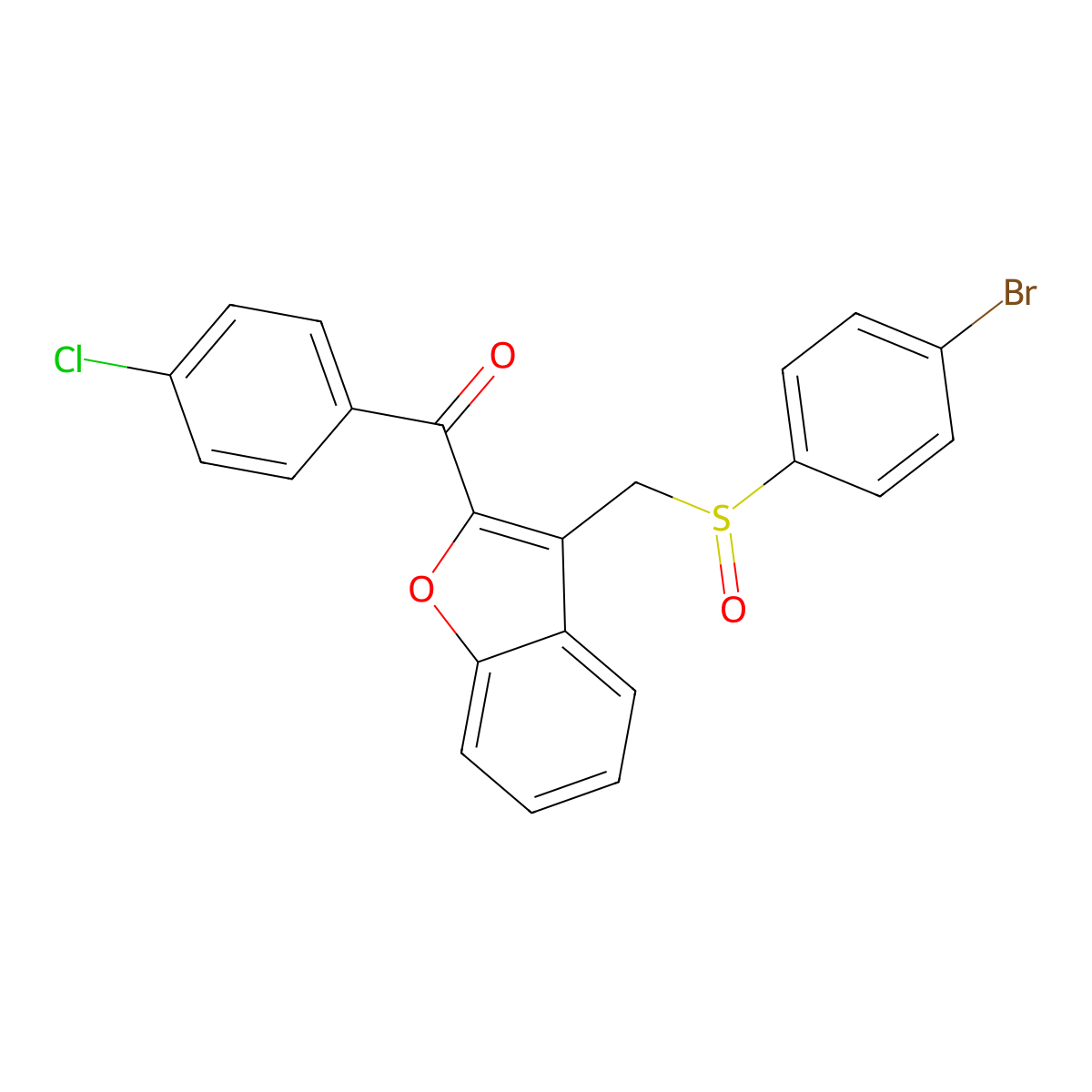 (3-{[(4-Bromophenyl)sulfinyl]methyl}-1-benzofuran-2-yl)(4-chlorophenyl)methanone molecular structure, CAS 338424-30-9