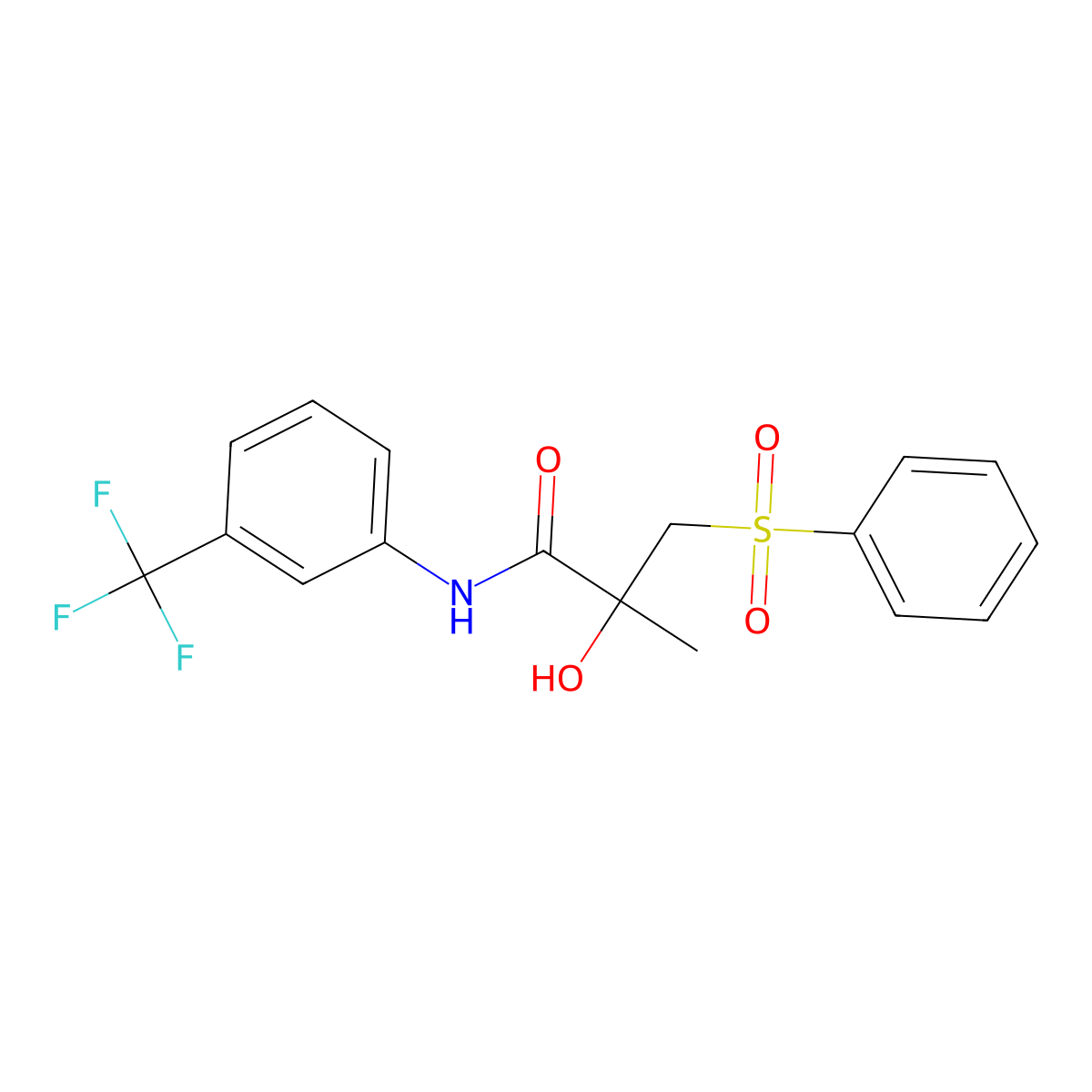 3-(benzenesulfonyl)-2-hydroxy-2-methyl-N-[3-(trifluoromethyl)phenyl]propanamide molecular structure, CAS 338424-40-1