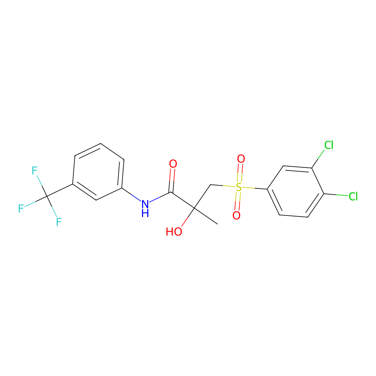 3-[(3,4-dichlorophenyl)sulfonyl]-2-hydroxy-2-methyl-N-[3-(trifluoromethyl)phenyl]propanamide molecular structure, CAS 338424-41-2