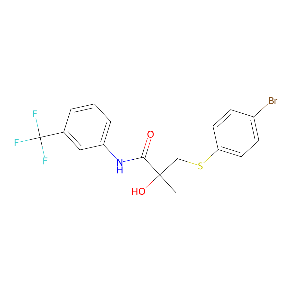 3-[(4-bromophenyl)sulfanyl]-2-hydroxy-2-methyl-N-[3-(trifluoromethyl)phenyl]propanamide molecular structure, CAS 338424-43-4