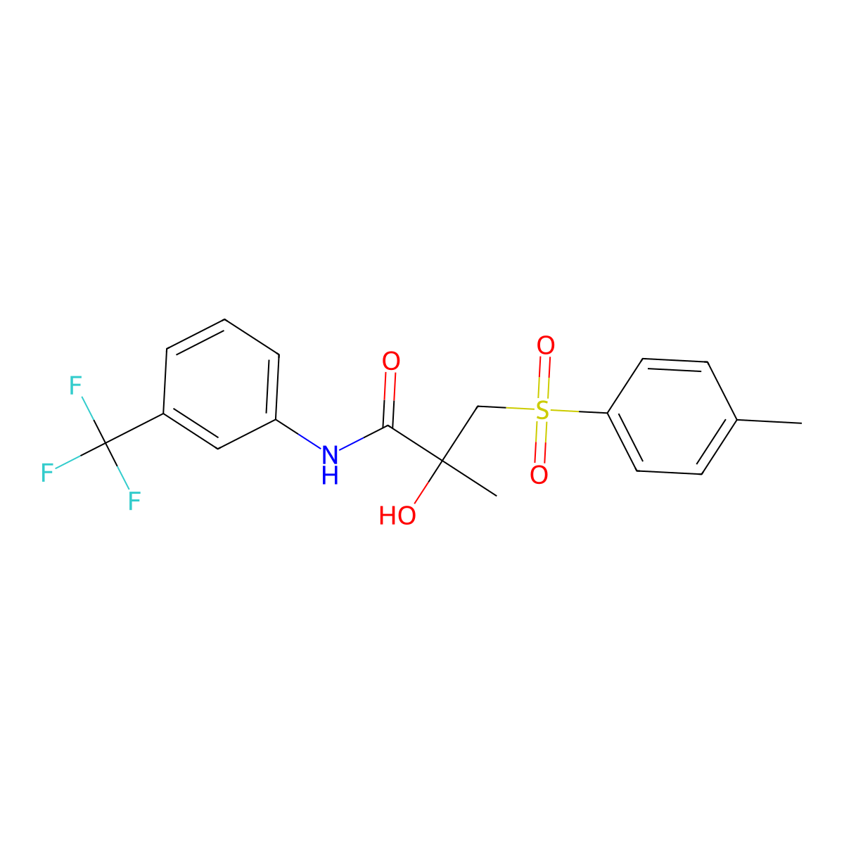 2-hydroxy-2-methyl-3-[(4-methylphenyl)sulfonyl]-N-[3-(trifluoromethyl)phenyl]propanamide molecular structure, CAS 338424-47-8