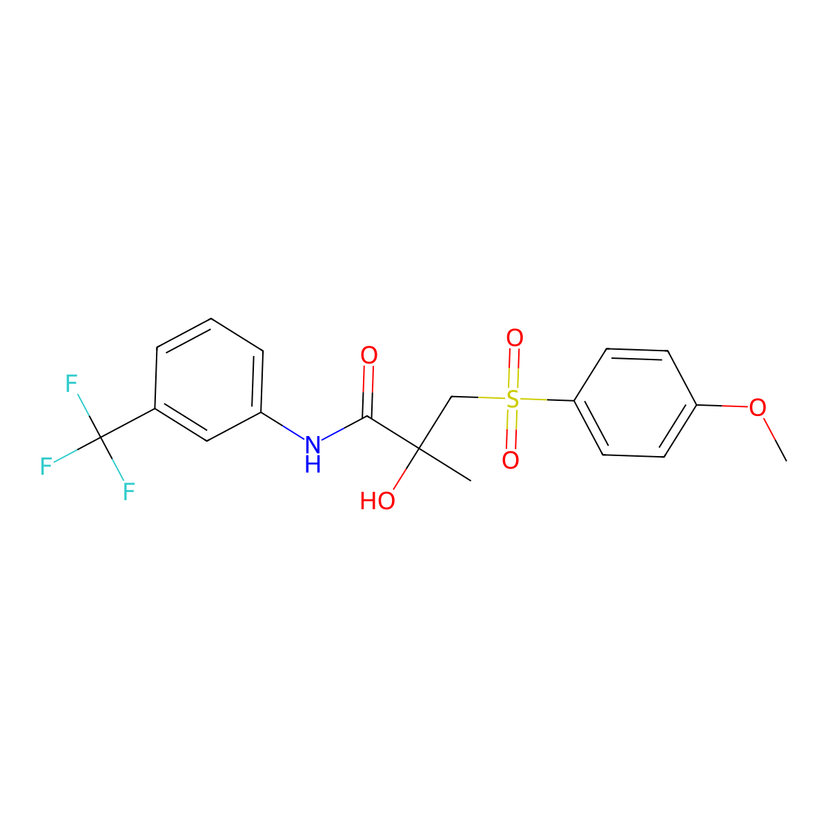 2-hydroxy-3-[(4-methoxyphenyl)sulfonyl]-2-methyl-N-[3-(trifluoromethyl)phenyl]propanamide molecular structure, CAS 338424-48-9