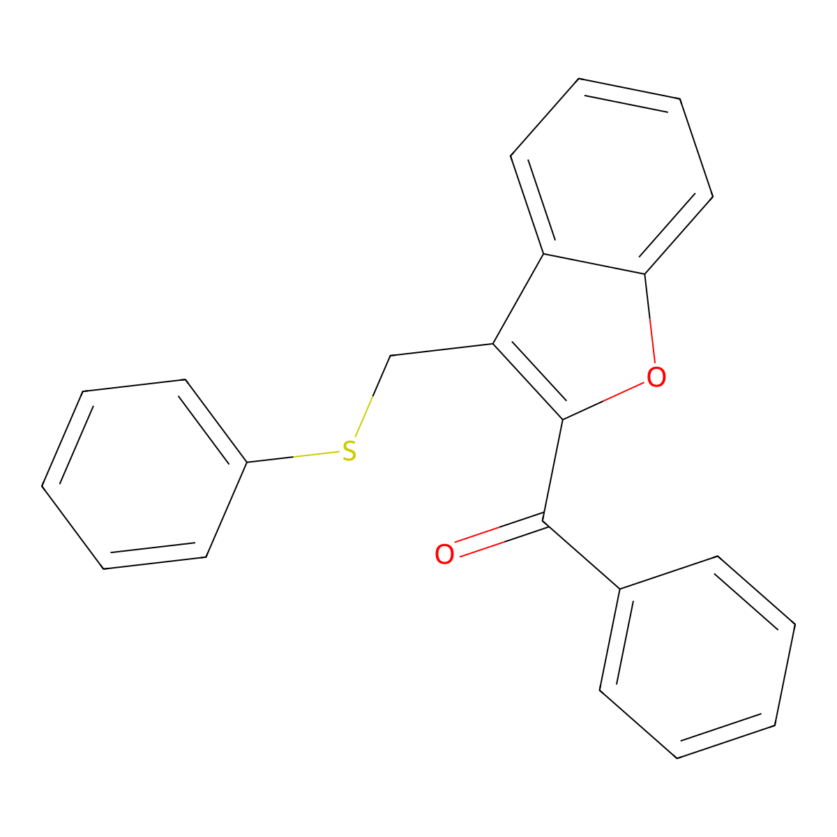 Phenyl{3-[(phenylsulfanyl)methyl]-1-benzofuran-2-yl}methanone molecular structure, CAS 338424-50-3