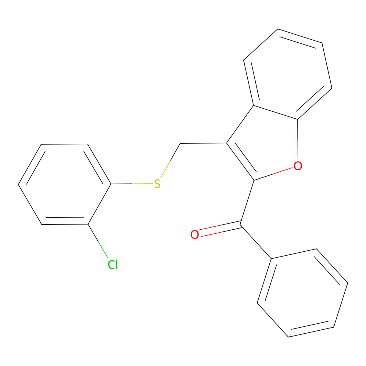 (3-{[(2-Chlorophenyl)sulfanyl]methyl}-1-benzofuran-2-yl)(phenyl)methanone molecular structure, CAS 338424-52-5