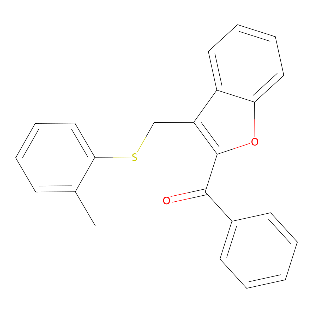 (3-{[(2-Methylphenyl)sulfanyl]methyl}-1-benzofuran-2-yl)(phenyl)methanone molecular structure, CAS 338424-58-1