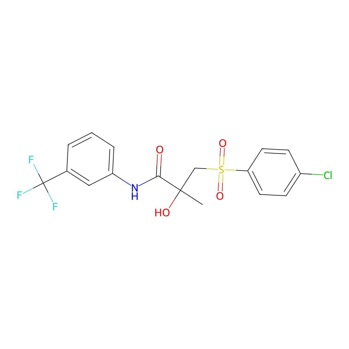 3-[(4-chlorophenyl)sulfonyl]-2-hydroxy-2-methyl-N-[3-(trifluoromethyl)phenyl]propanamide molecular structure, CAS 338424-60-5