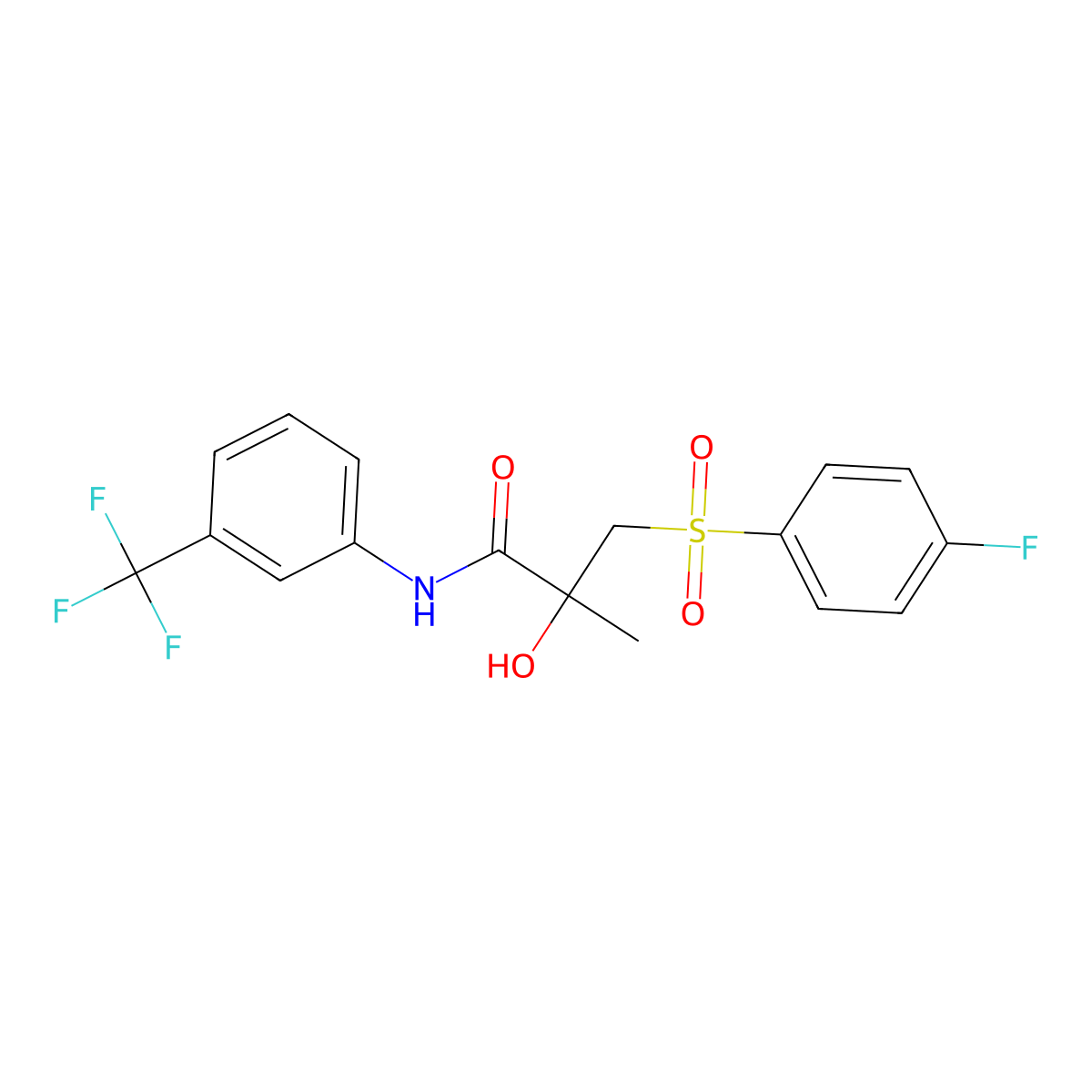 3-(4-fluorophenyl)sulfonyl-2-hydroxy-2-methyl-N-[3-(trifluoromethyl)phenyl]propanamide molecular structure, CAS 338424-61-6