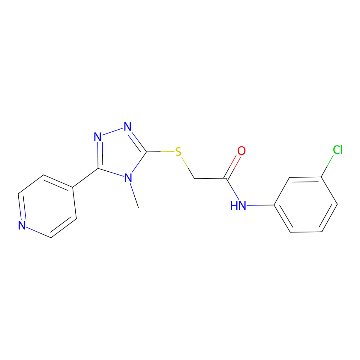 N-(3-chlorophenyl)-2-{[4-methyl-5-(pyridin-4-yl)-4H-1,2,4-triazol-3-yl]sulfanyl}acetamide molecular structure, CAS 338425-30-2
