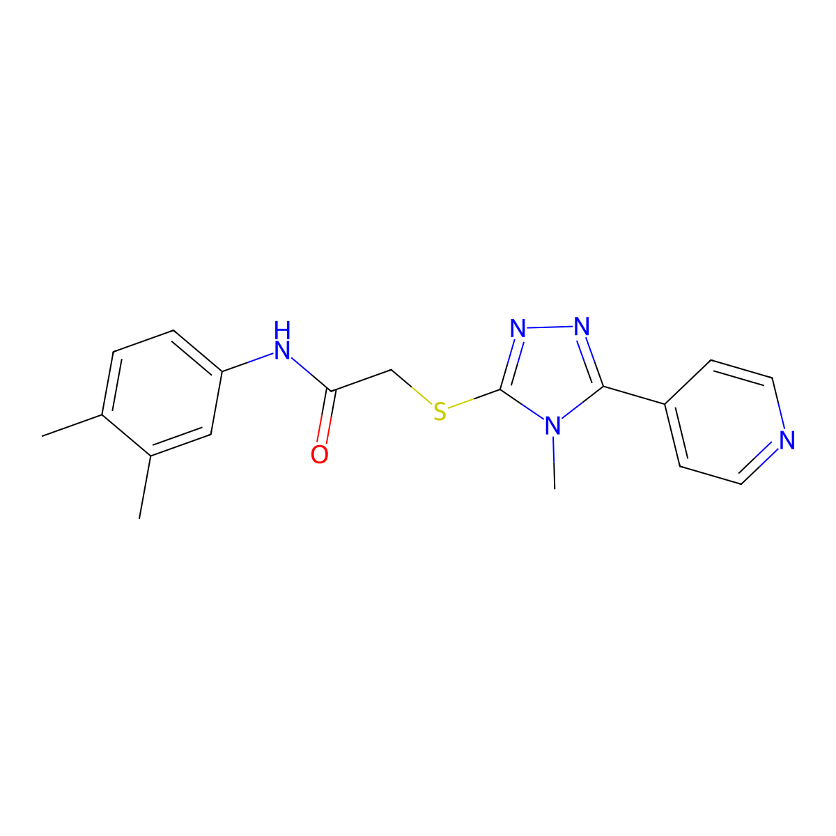 N-(3,4-Dimethyl-phenyl)-2-(4-methyl-5-pyridin-4-yl-4H-[1,2,4]triazol-3-ylsulfanyl)-acetamide molecular structure, CAS 338425-34-6