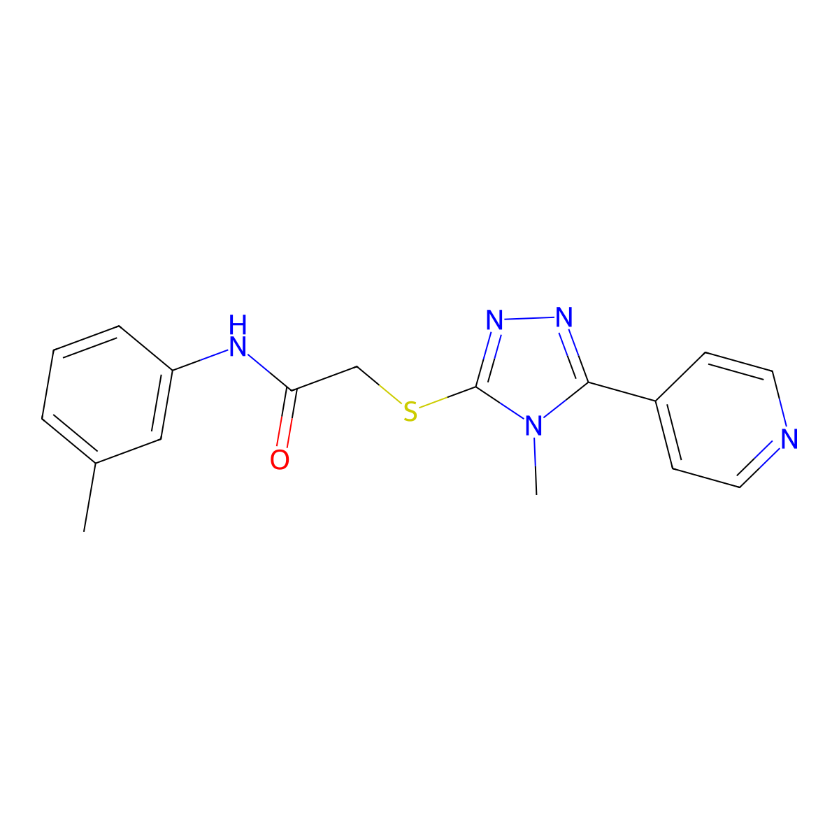 2-(4-Methyl-5-pyridin-4-yl-4H-[1,2,4]triazol-3-ylsulfanyl)-N-m-tolyl-acetamide molecular structure, CAS 338425-37-9