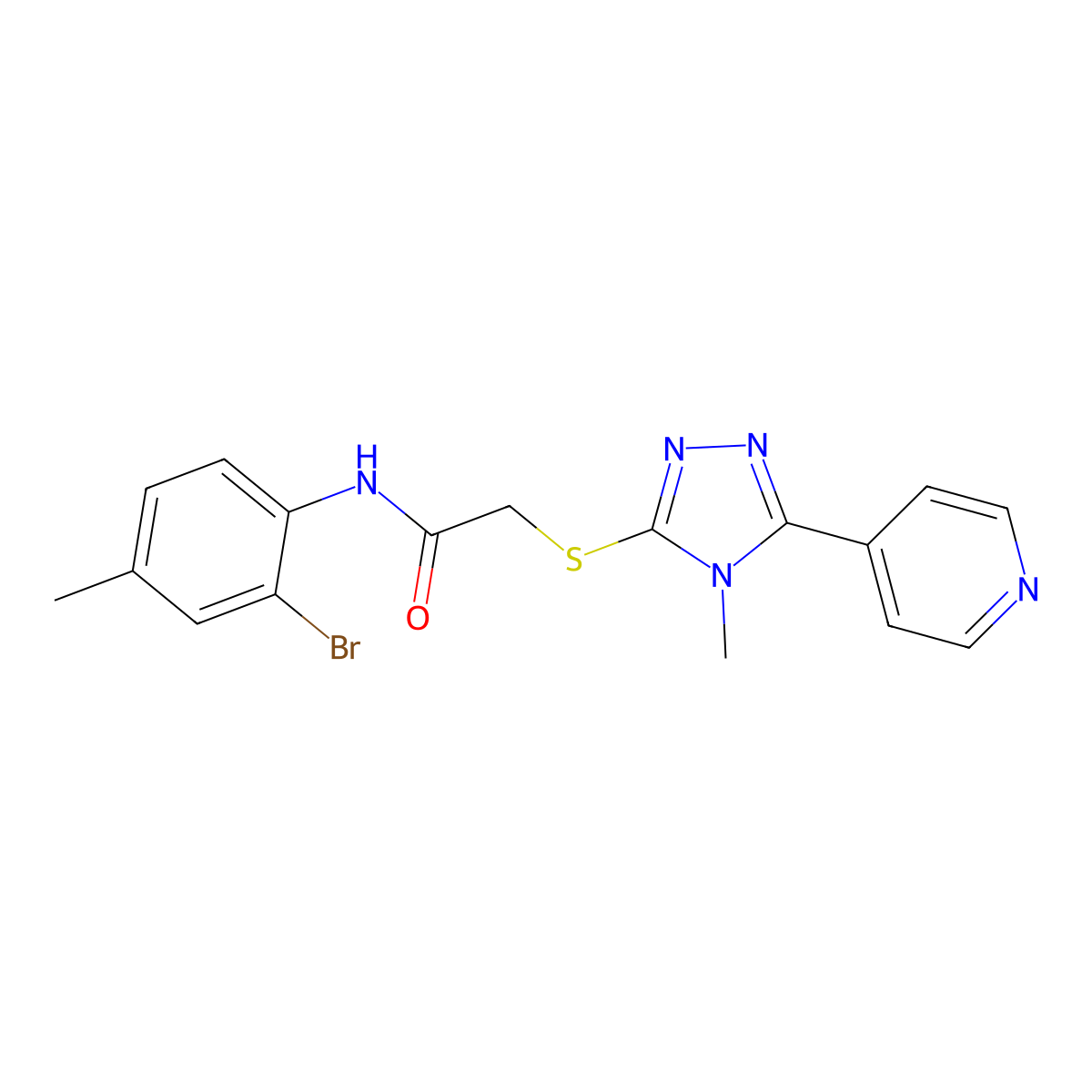 N-(2-bromo-4-methylphenyl)-2-{[4-methyl-5-(pyridin-4-yl)-4H-1,2,4-triazol-3-yl]sulfanyl}acetamide molecular structure, CAS 338425-40-4