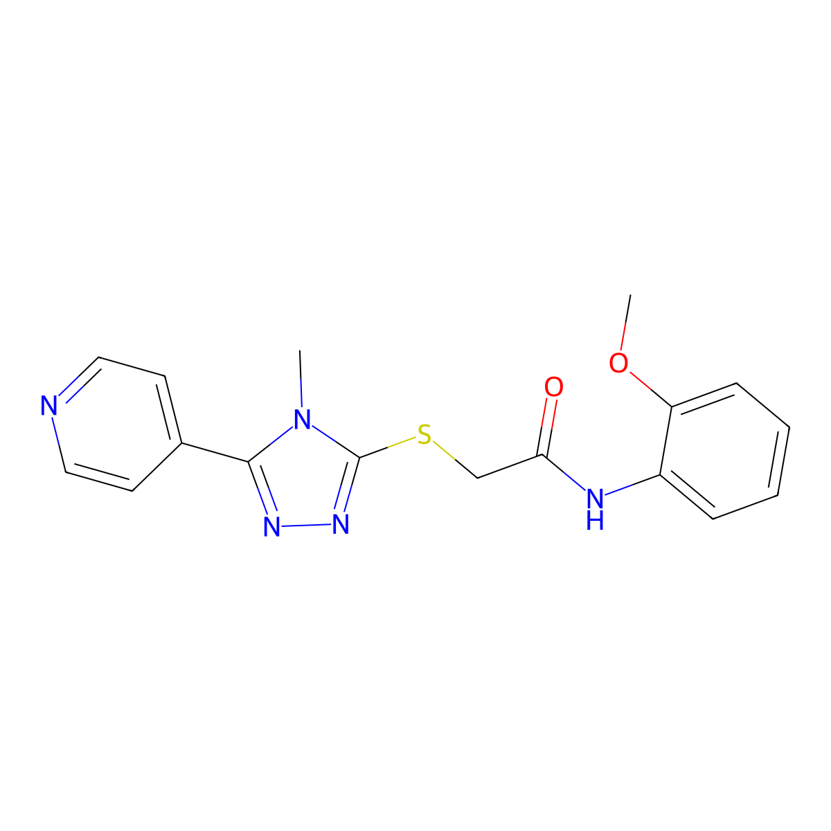 N-(2-methoxyphenyl)-2-{[4-methyl-5-(pyridin-4-yl)-4H-1,2,4-triazol-3-yl]sulfanyl}acetamide molecular structure, CAS 338425-45-9