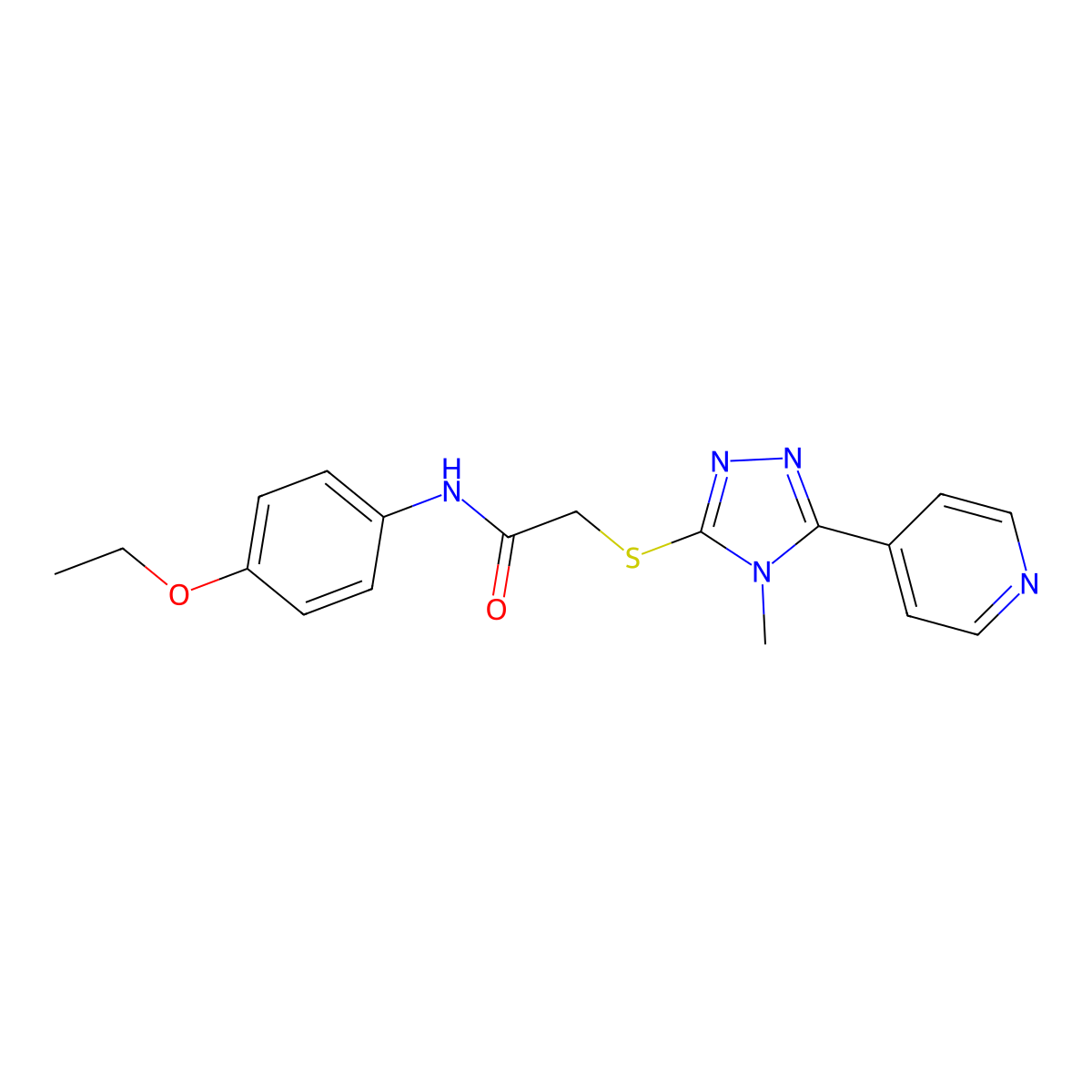 N-(4-ethoxyphenyl)-2-{[4-methyl-5-(pyridin-4-yl)-4H-1,2,4-triazol-3-yl]sulfanyl}acetamide molecular structure, CAS 338425-46-0