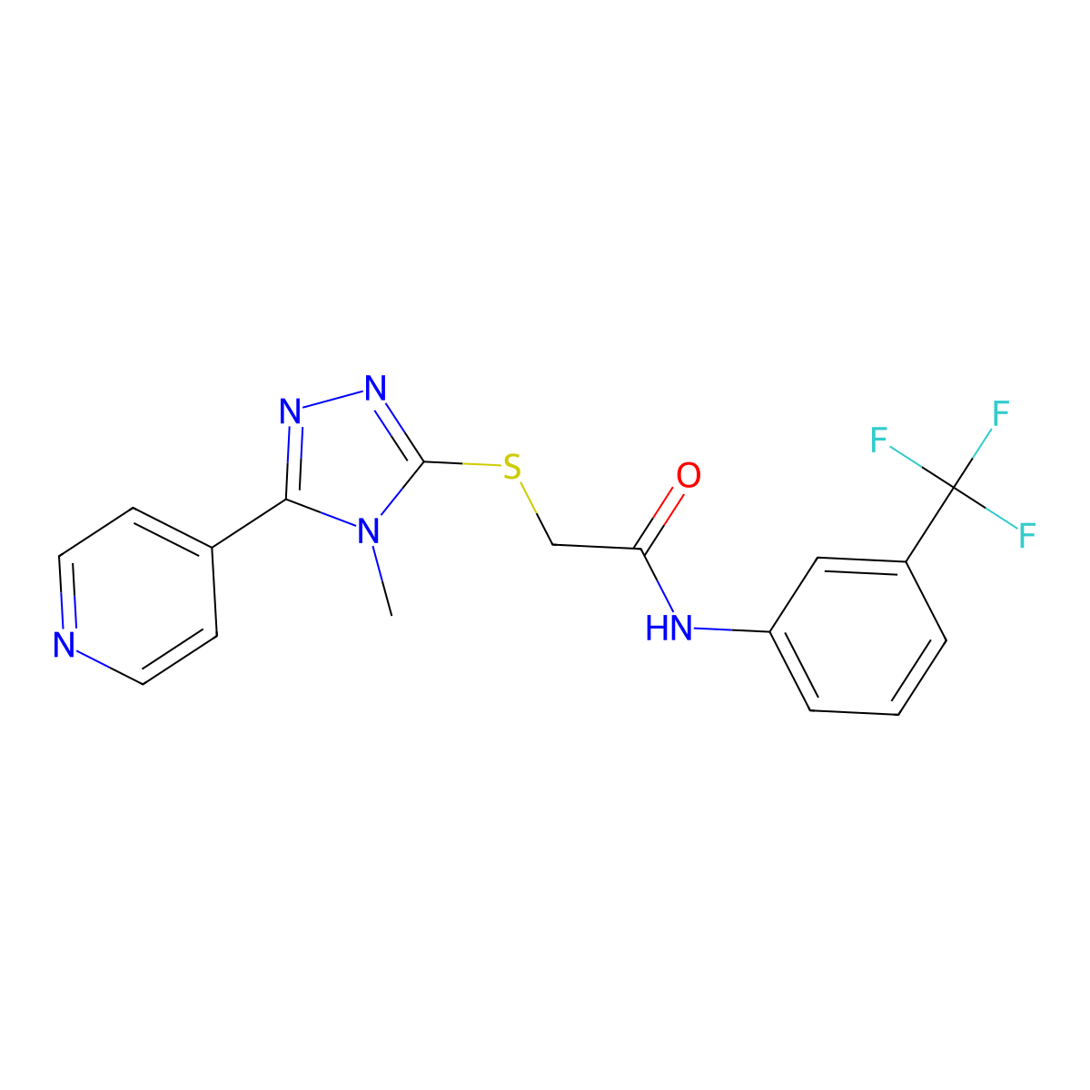 2-{[4-methyl-5-(pyridin-4-yl)-4H-1,2,4-triazol-3-yl]sulfanyl}-N-[3-(trifluoromethyl)phenyl]acetamide molecular structure, CAS 338425-47-1