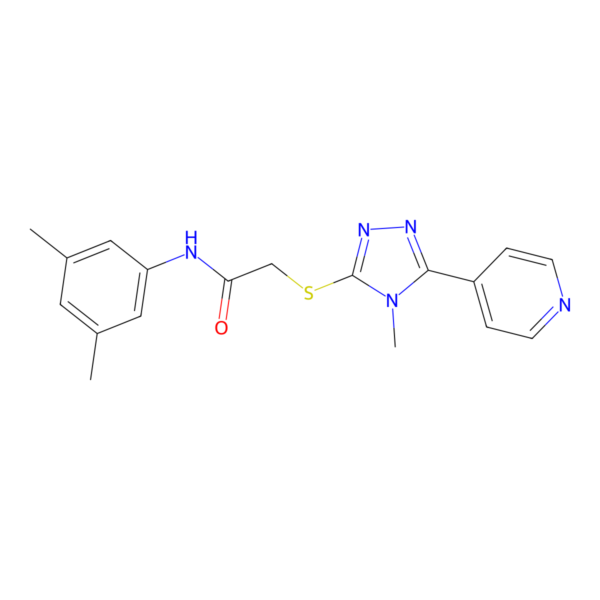 N-(3,5-dimethylphenyl)-2-{[4-methyl-5-(pyridin-4-yl)-4H-1,2,4-triazol-3-yl]sulfanyl}acetamide molecular structure, CAS 338425-54-0