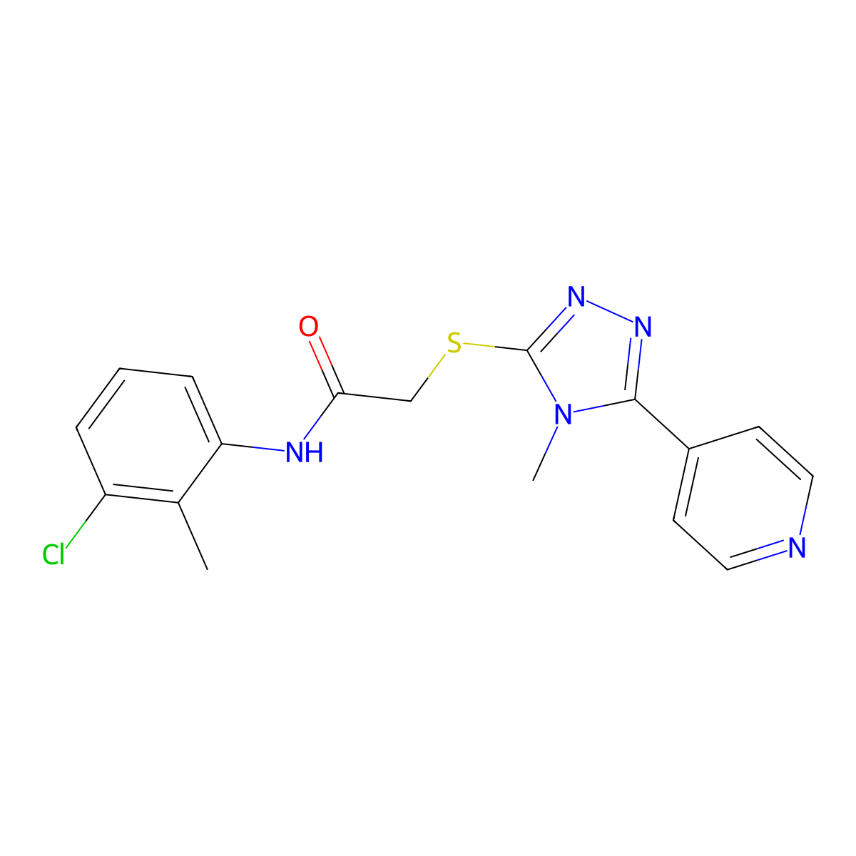 N-(3-chloro-2-methylphenyl)-2-{[4-methyl-5-(pyridin-4-yl)-4H-1,2,4-triazol-3-yl]sulfanyl}acetamide molecular structure, CAS 338425-56-2