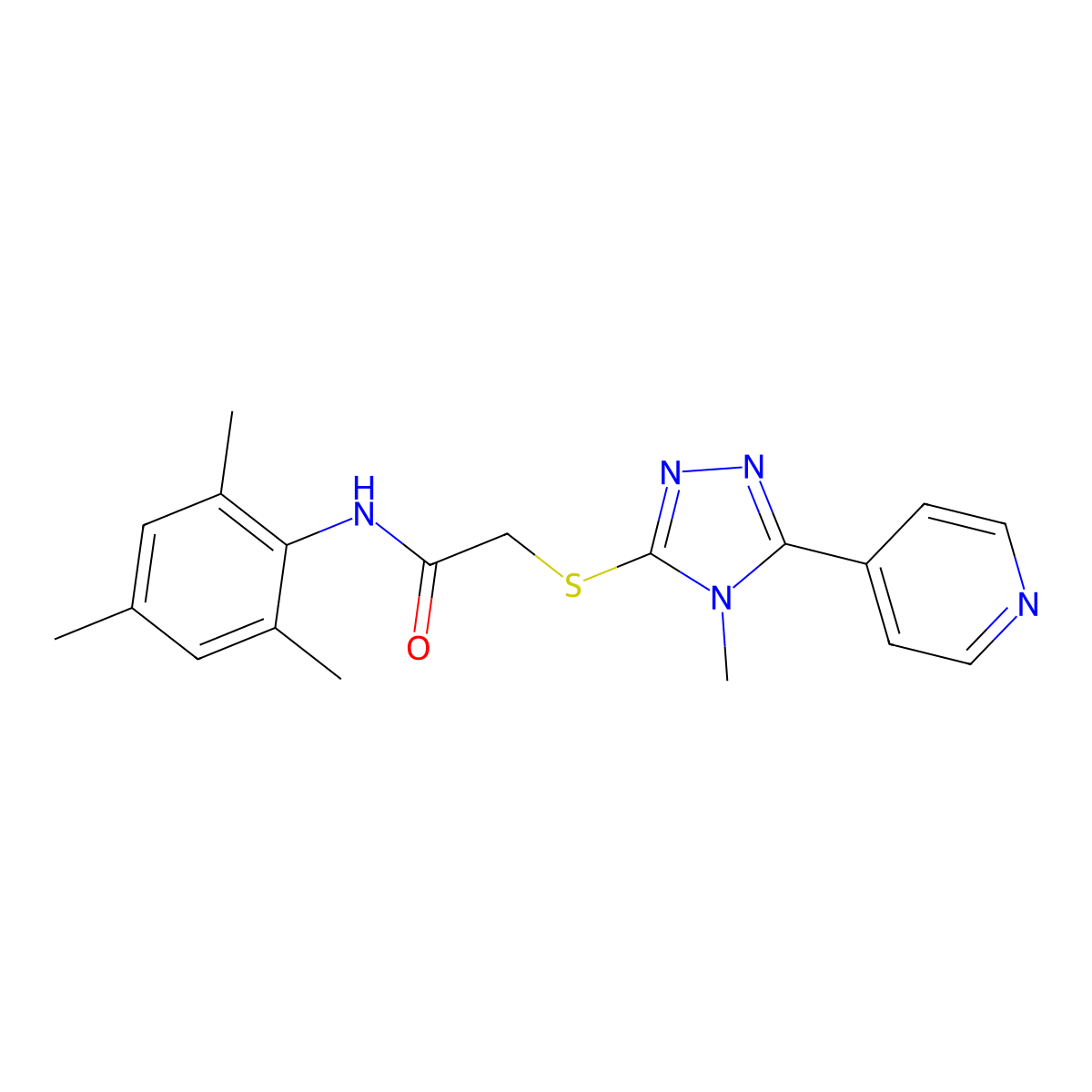 2-{[4-methyl-5-(pyridin-4-yl)-4H-1,2,4-triazol-3-yl]sulfanyl}-N-(2,4,6-trimethylphenyl)acetamide molecular structure, CAS 338425-60-8