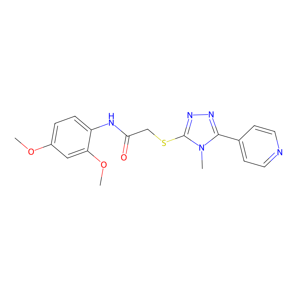 N-(2,4-dimethoxyphenyl)-2-{[4-methyl-5-(pyridin-4-yl)-4H-1,2,4-triazol-3-yl]sulfanyl}acetamide molecular structure, CAS 338425-61-9