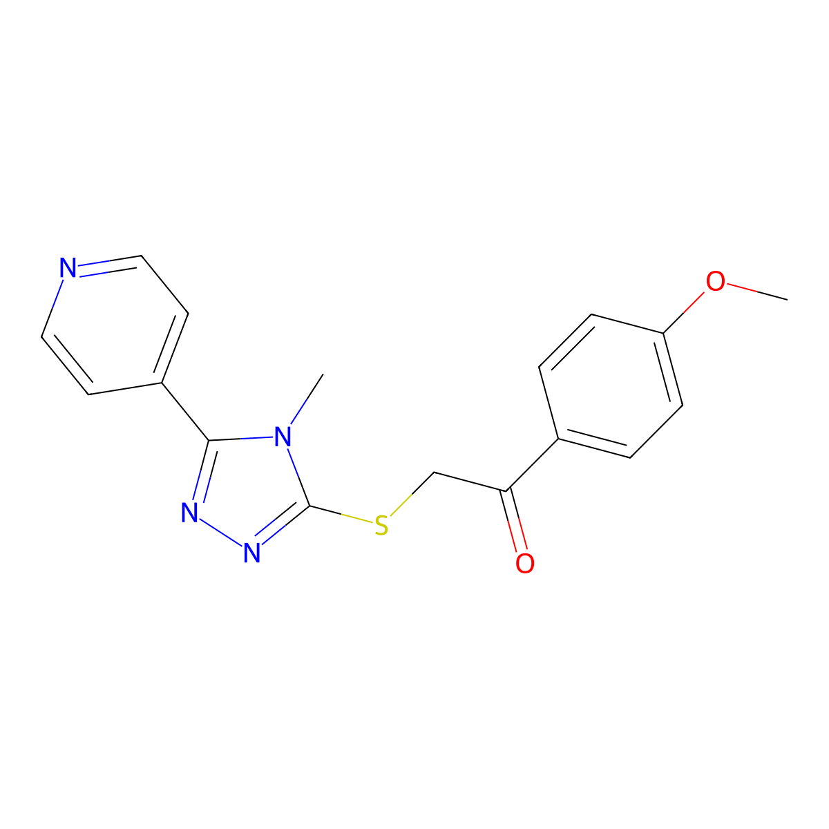 1-(4-methoxyphenyl)-2-{[4-methyl-5-(pyridin-4-yl)-4H-1,2,4-triazol-3-yl]sulfanyl}ethanone molecular structure, CAS 338425-67-5