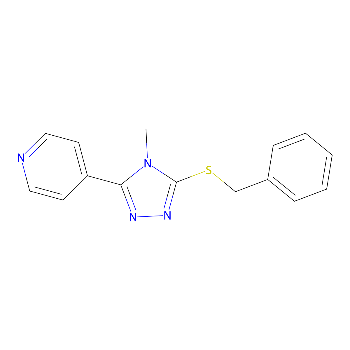 4-[5-(benzylsulfanyl)-4-methyl-4H-1,2,4-triazol-3-yl]pyridine molecular structure, CAS 338425-68-6