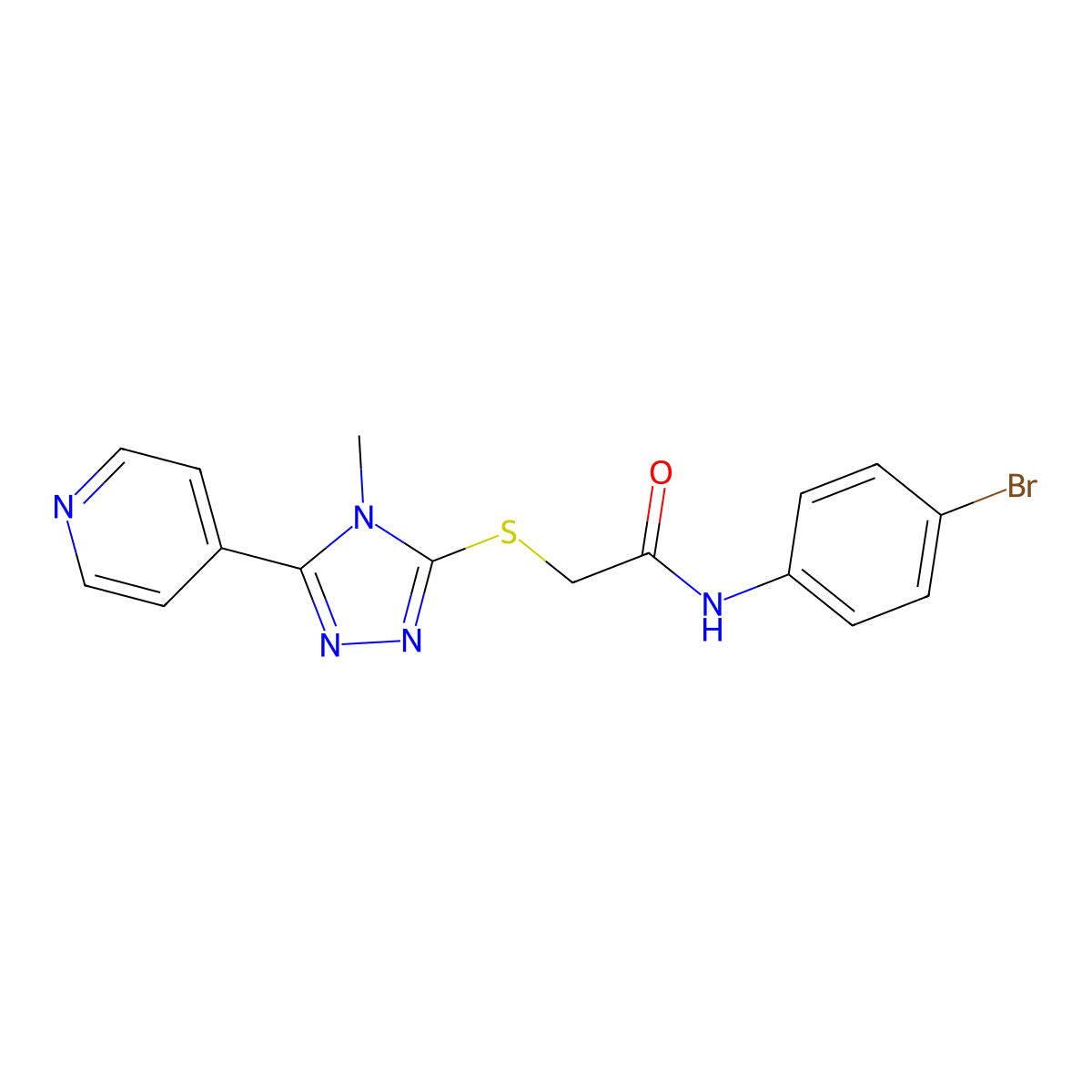 N-(4-bromophenyl)-2-{[4-methyl-5-(pyridin-4-yl)-4H-1,2,4-triazol-3-yl]sulfanyl}acetamide molecular structure, CAS 338425-73-3