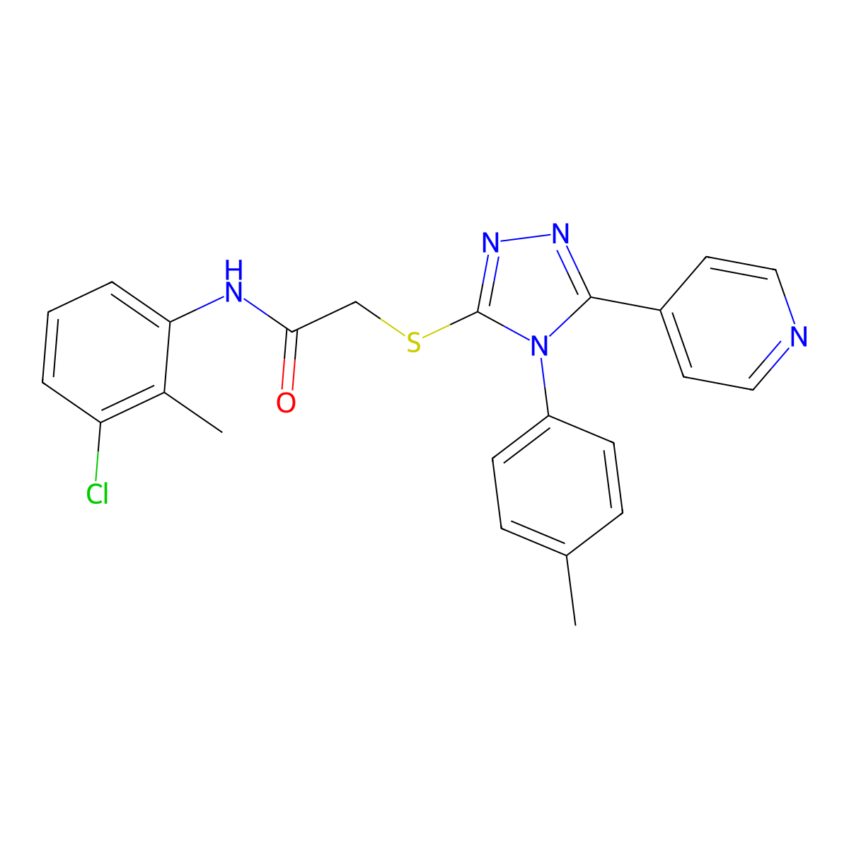 N-(3-chloro-2-methylphenyl)-2-[[4-(4-methylphenyl)-5-pyridin-4-yl-1,2,4-triazol-3-yl]sulfanyl]acetamide molecular structure, CAS 338425-83-5