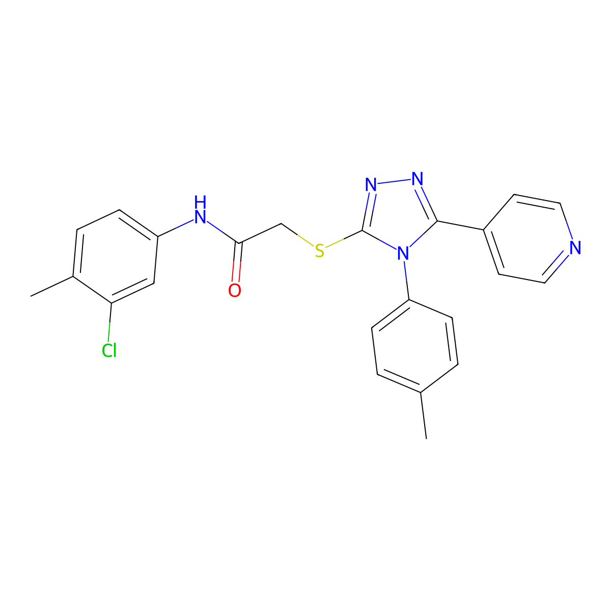 N-(3-chloro-4-methylphenyl)-2-{[4-(4-methylphenyl)-5-(pyridin-4-yl)-4H-1,2,4-triazol-3-yl]sulfanyl}acetamide molecular structure, CAS 338425-84-6