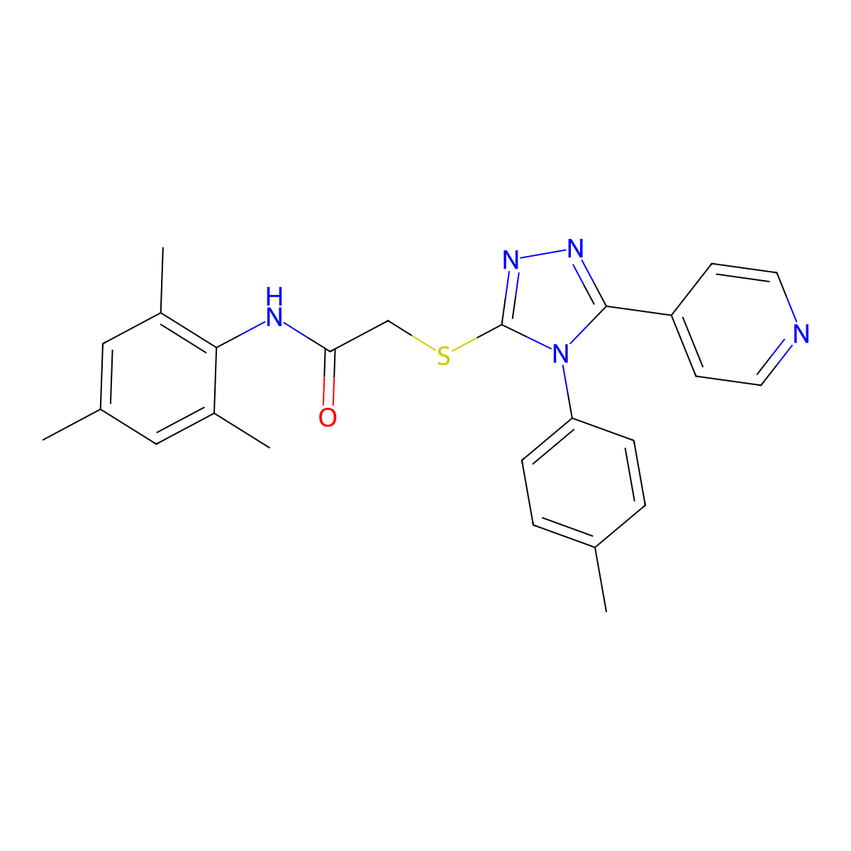 2-{[4-(4-methylphenyl)-5-(pyridin-4-yl)-4H-1,2,4-triazol-3-yl]sulfanyl}-N-(2,4,6-trimethylphenyl)acetamide molecular structure, CAS 338425-88-0