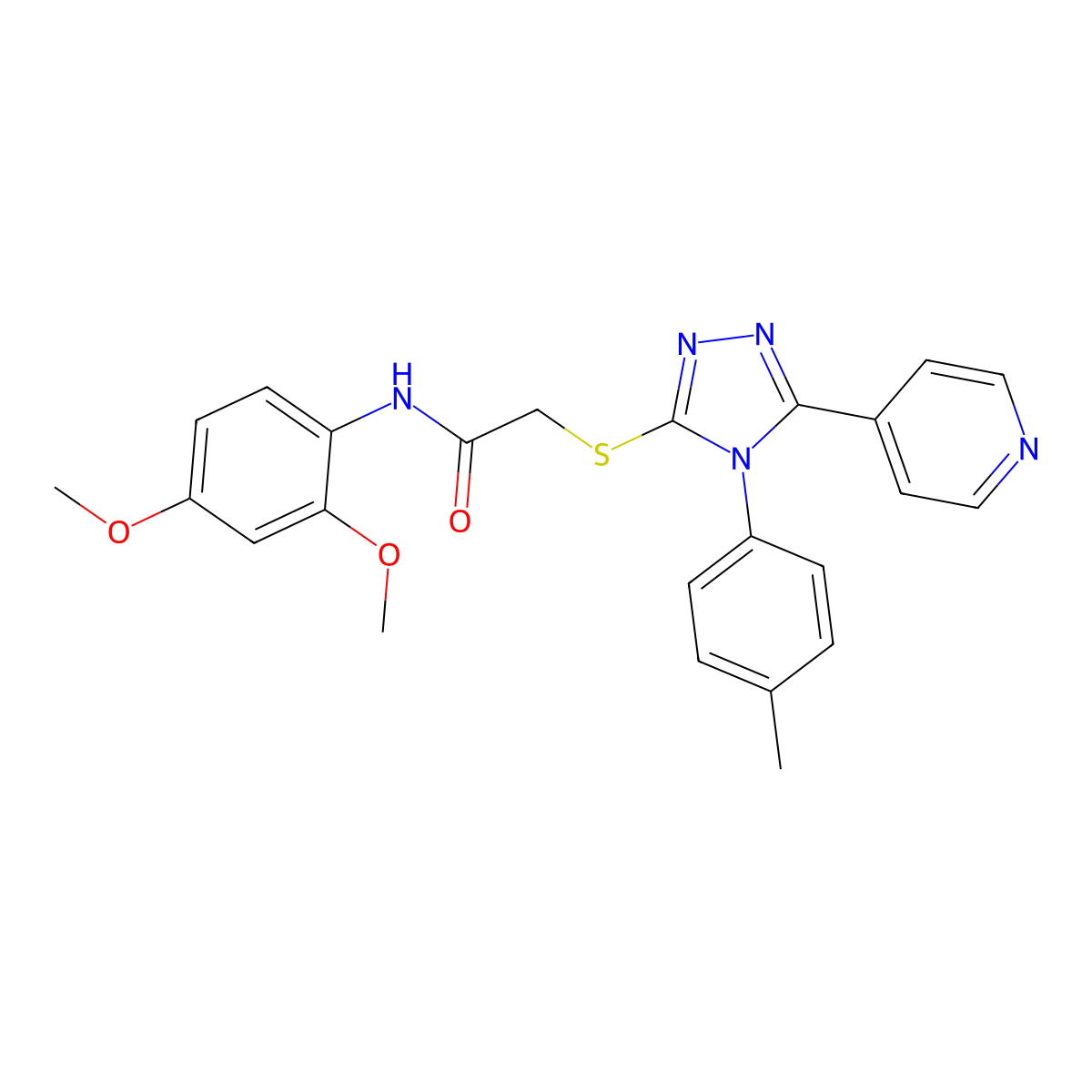 N-(2,4-dimethoxyphenyl)-2-{[4-(4-methylphenyl)-5-(pyridin-4-yl)-4H-1,2,4-triazol-3-yl]sulfanyl}acetamide molecular structure, CAS 338425-90-4