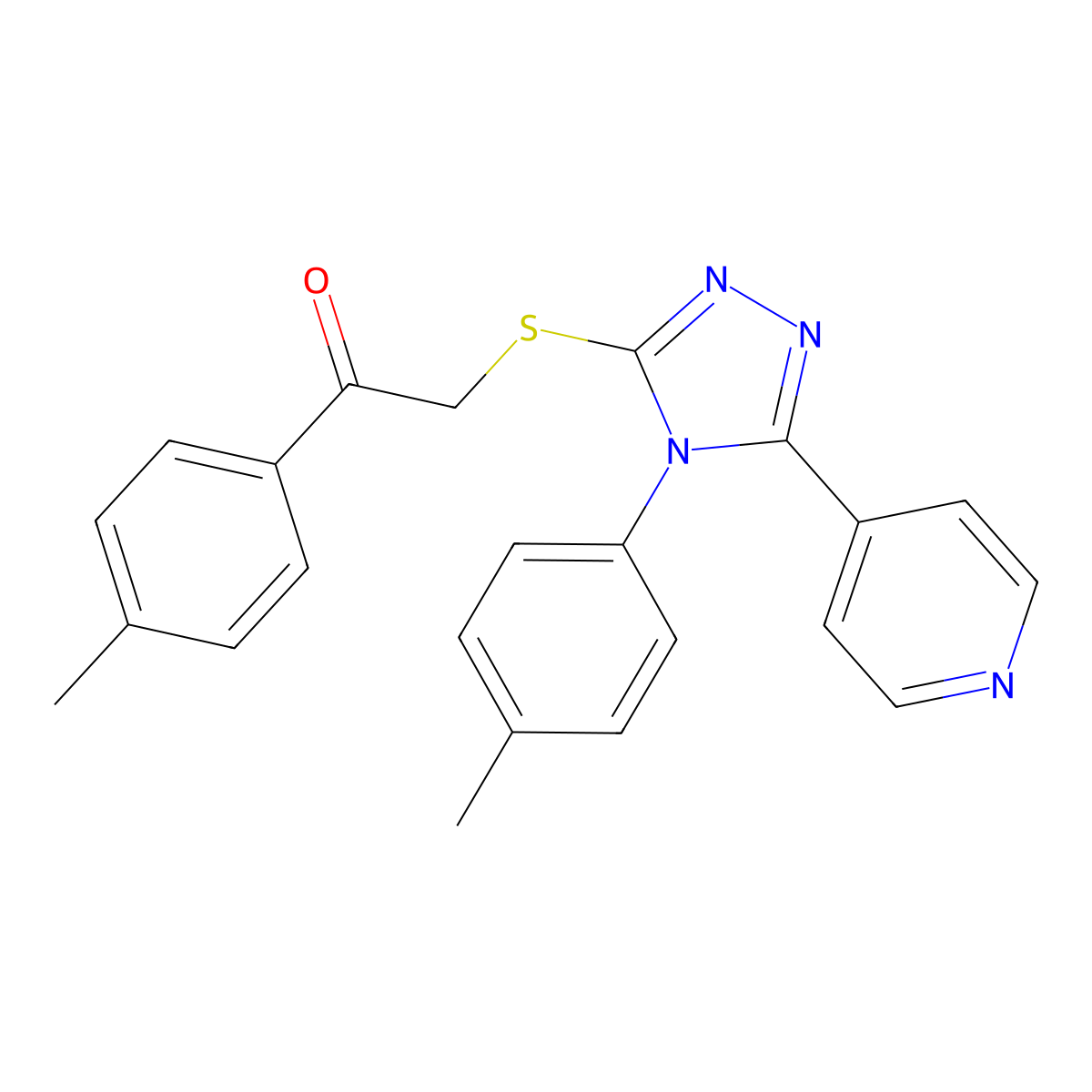 1-(4-ME-PH)-2-((4-(4-ME-PH)-5-(4-Pyridinyl)-4H-1,2,4-triazol-3-YL)thio)ethanone molecular structure, CAS 338426-00-9