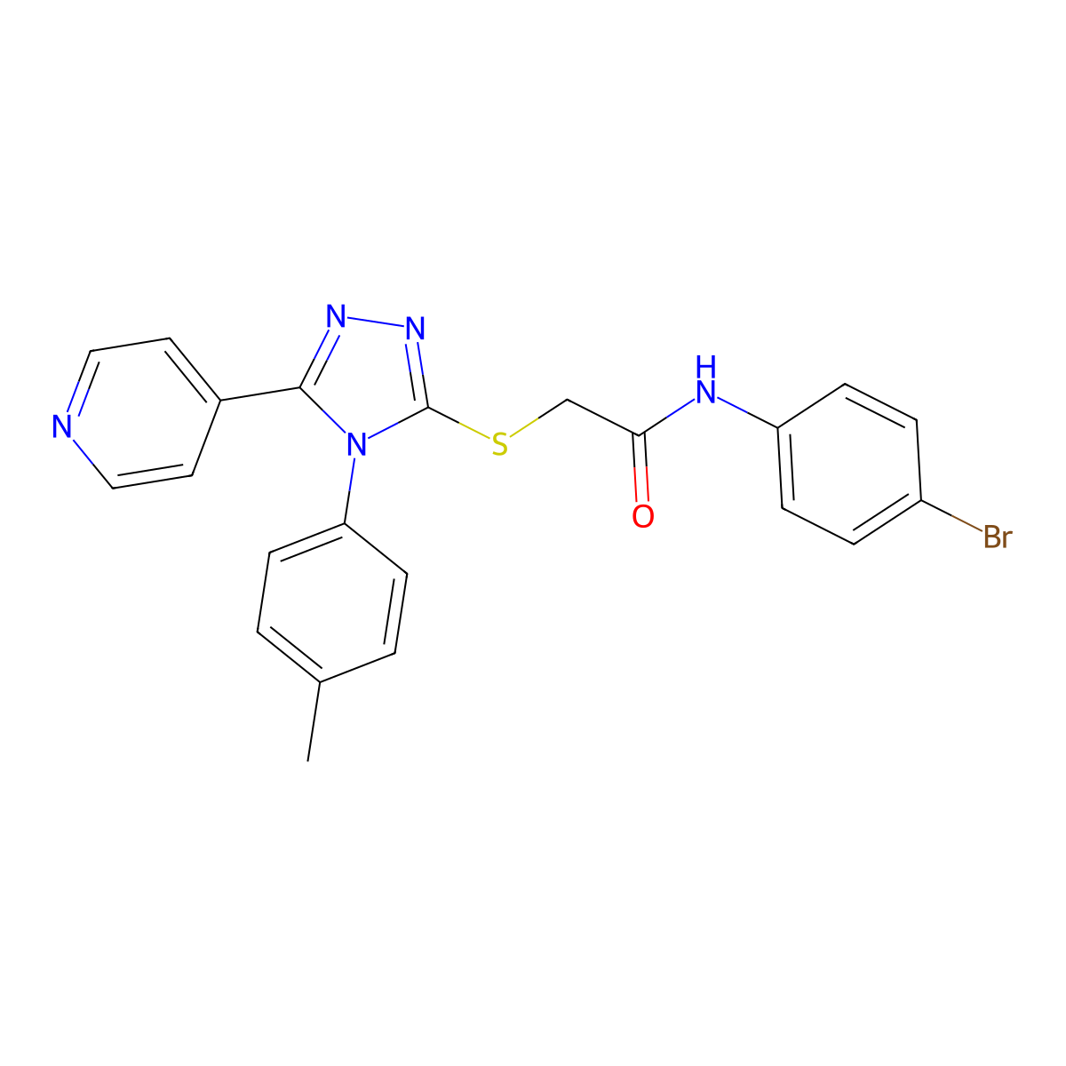 N-(4-bromophenyl)-2-{[4-(4-methylphenyl)-5-(pyridin-4-yl)-4H-1,2,4-triazol-3-yl]sulfanyl}acetamide molecular structure, CAS 338426-08-7