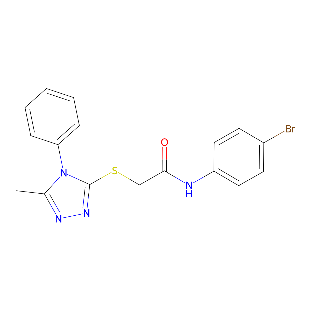 N-(4-bromophenyl)-2-[(5-methyl-4-phenyl-1,2,4-triazol-3-yl)sulfanyl]acetamide molecular structure, CAS 338426-16-7