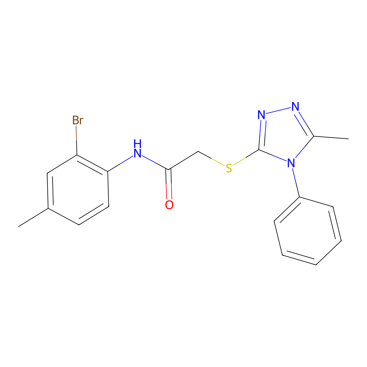 N-(2-bromo-4-methyl-phenyl)-2-[(5-methyl-4-phenyl-1,2,4-triazol-3-yl)sulfanyl]acetamide molecular structure, CAS 338426-17-8
