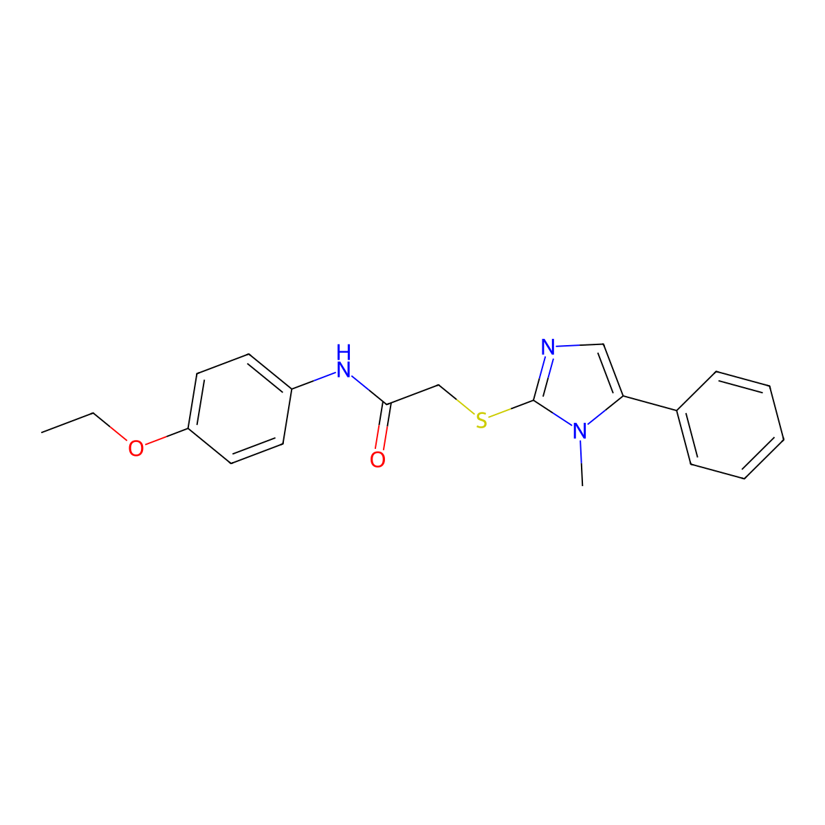 N-(4-ethoxyphenyl)-2-(1-methyl-5-phenylimidazol-2-yl)sulfanylacetamide molecular structure, CAS 338426-28-1