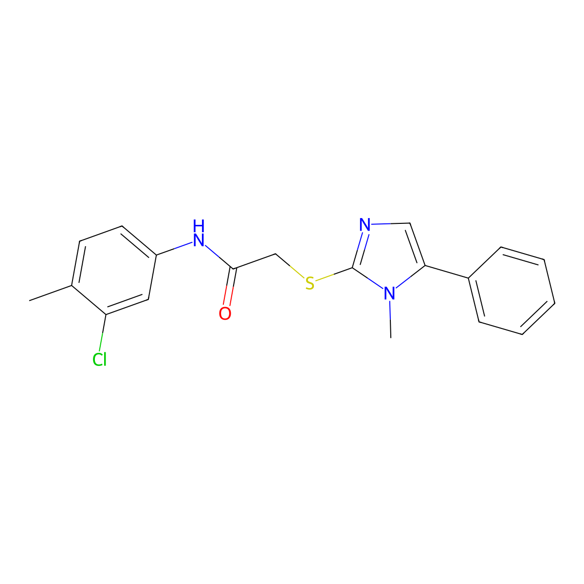 N-(3-chloro-4-methylphenyl)-2-[(1-methyl-5-phenyl-1H-imidazol-2-yl)sulfanyl]acetamide molecular structure, CAS 338426-35-0