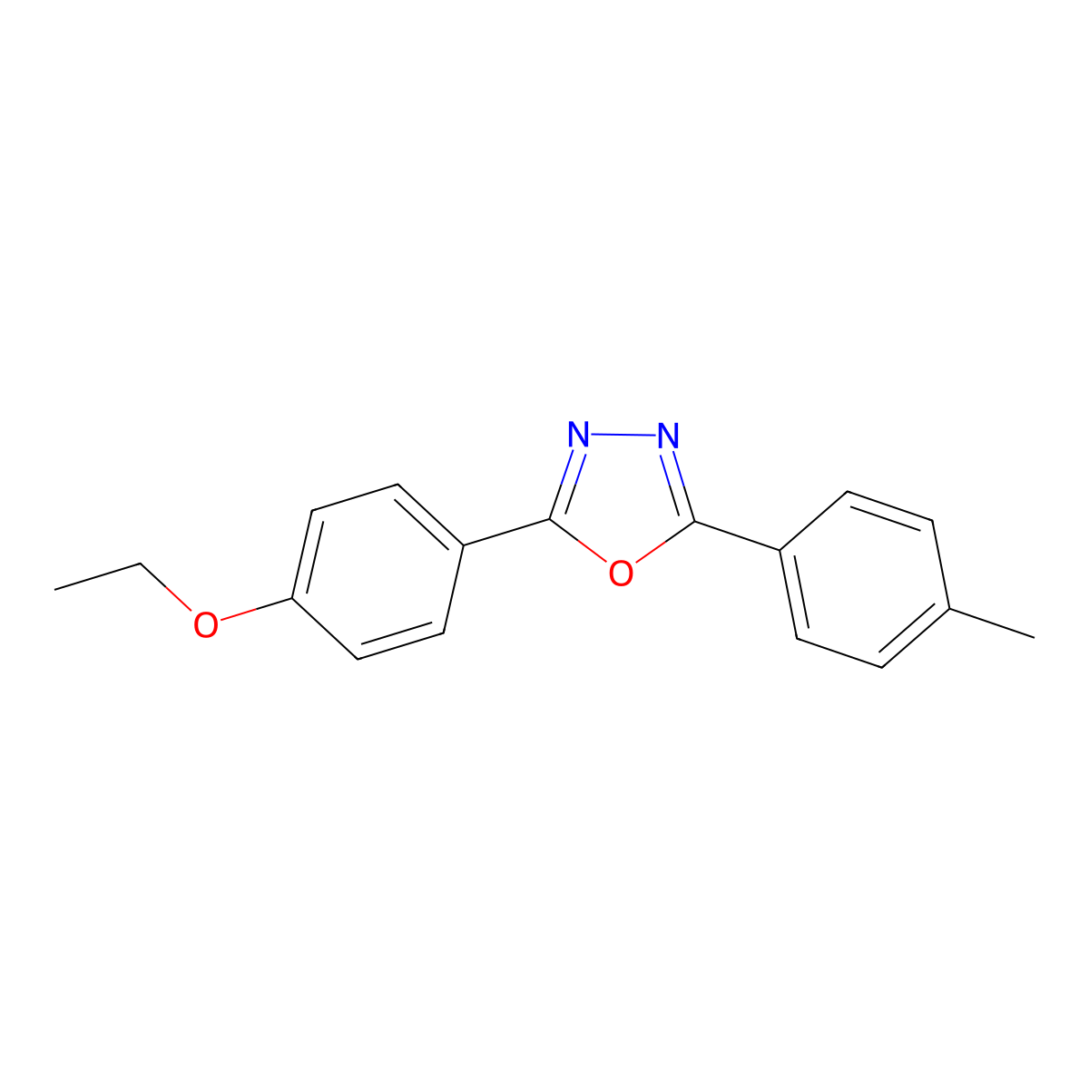 1,3,4-Oxadiazole, 2-(4-ethoxyphenyl)-5-(4-methylphenyl)- molecular structure, CAS 338426-44-1